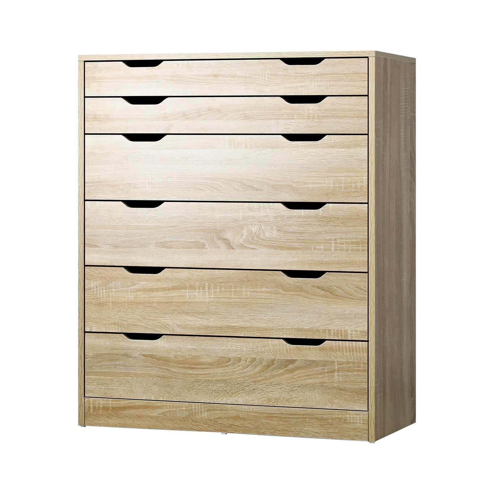 Oikiture 6 Chest of Drawers Dresser Table Tallboy Cabinet Bedroom White Oak - Sunyee