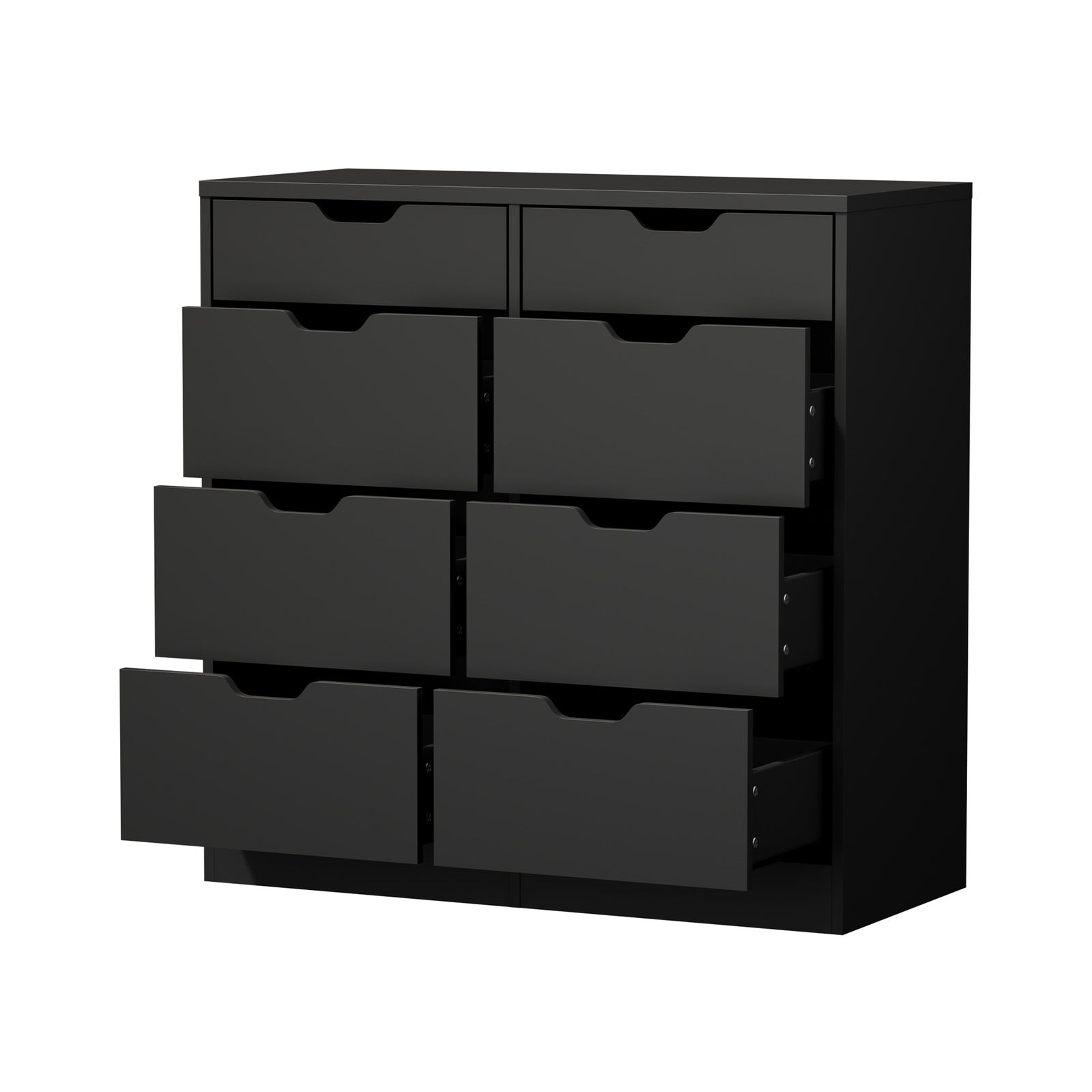 Oikiture 8 Chest of Drawers Tallboy Cabinet Dresser Bedroom Storage Black