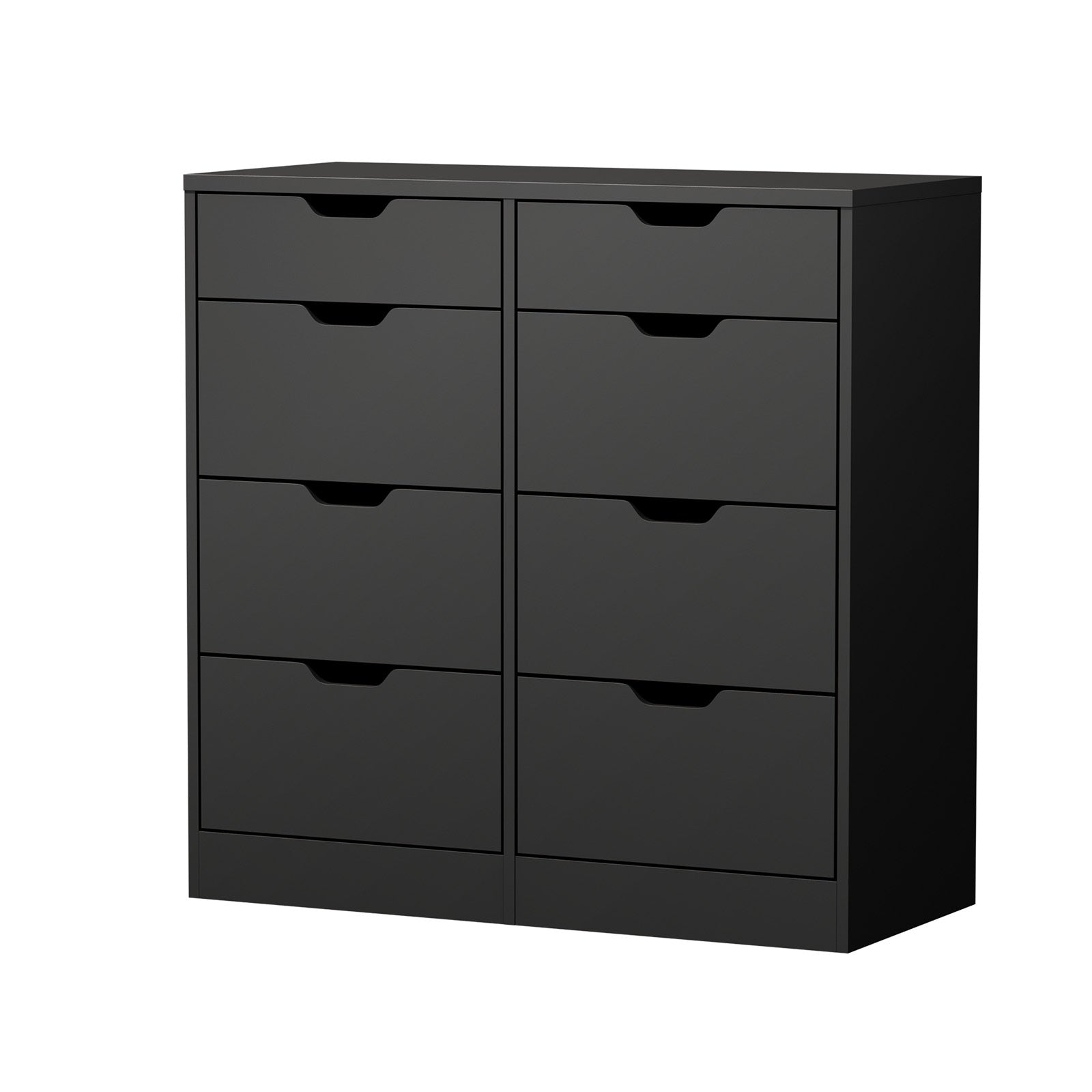 Oikiture 8 Chest of Drawers Tallboy Cabinet Dresser Bedroom Storage Black