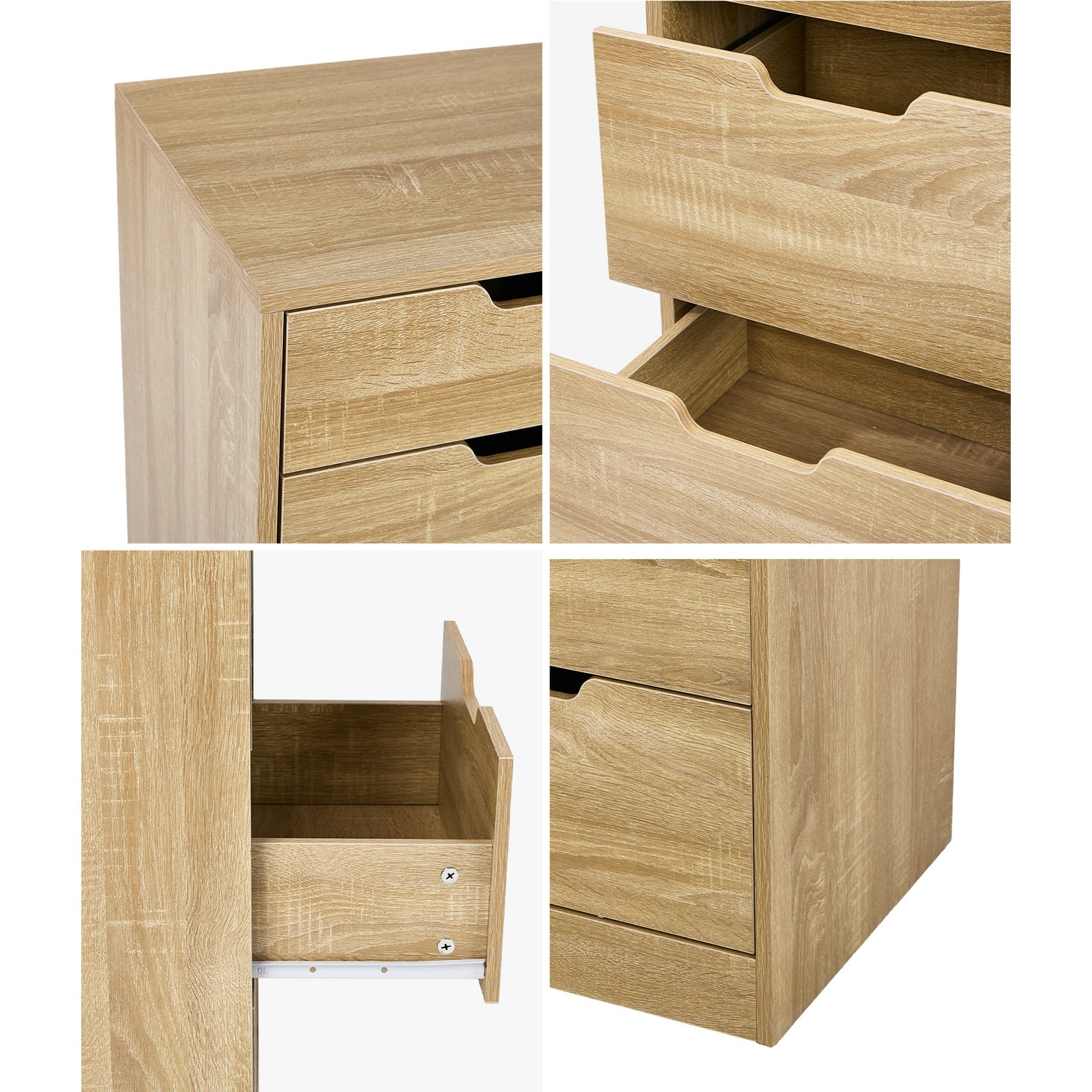 Oikiture 8 Chest of Drawers Tallboy Cabinet Dresser Bedroom Storage Natural
