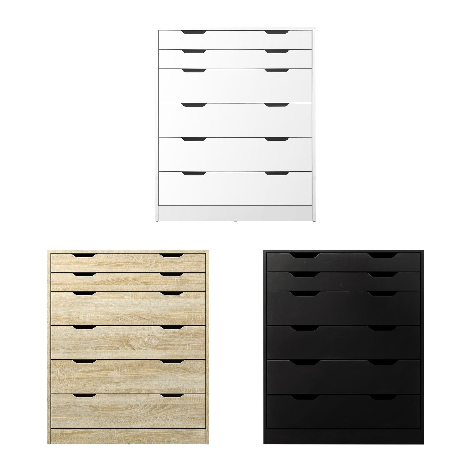 Oikiture 6 Chest of Drawers Dresser Table Tallboy Cabinet Bedroom White Oak - Sunyee