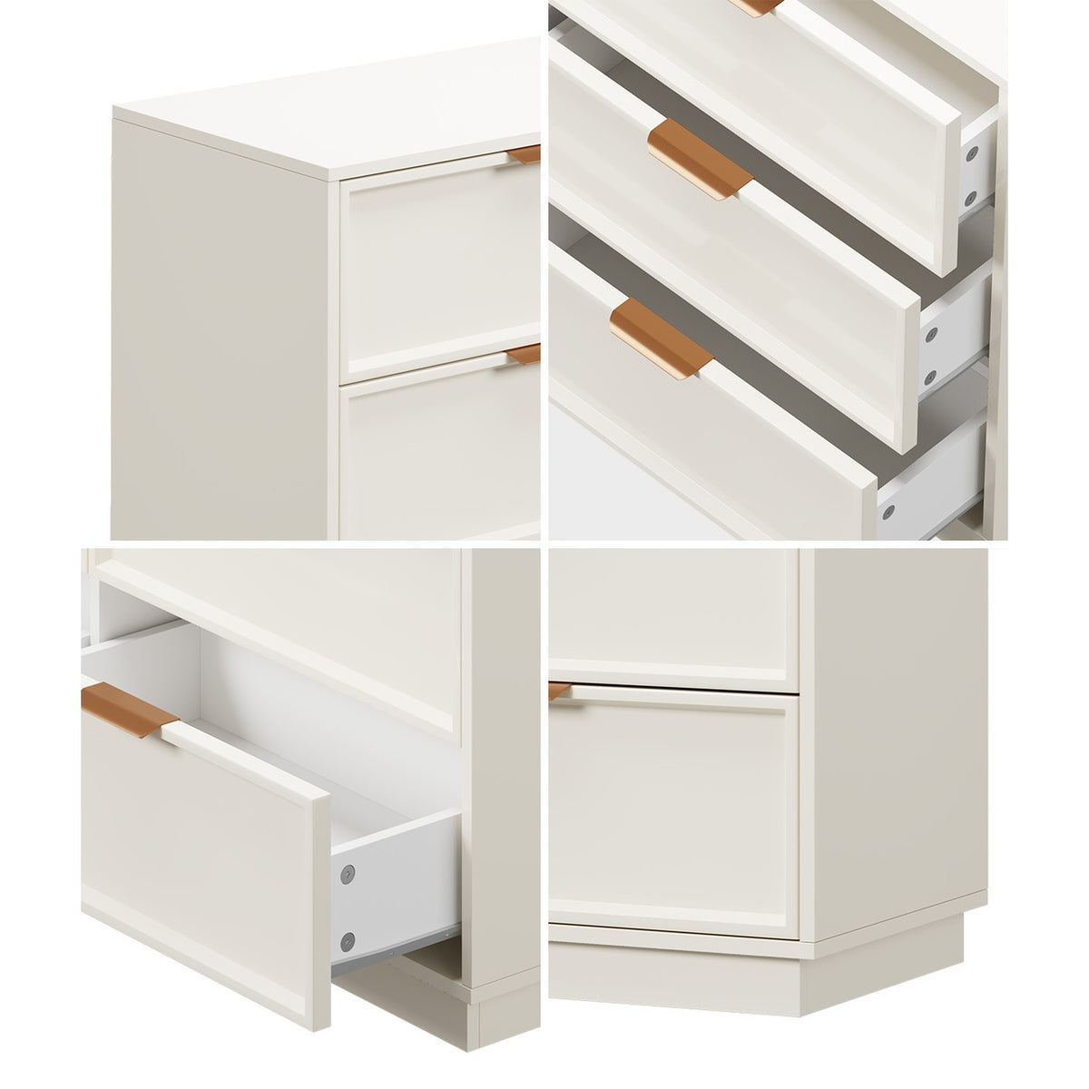 Oikiture 6 Chest of Drawer Dresser Lowboy Storage Metal Handle Creamy White