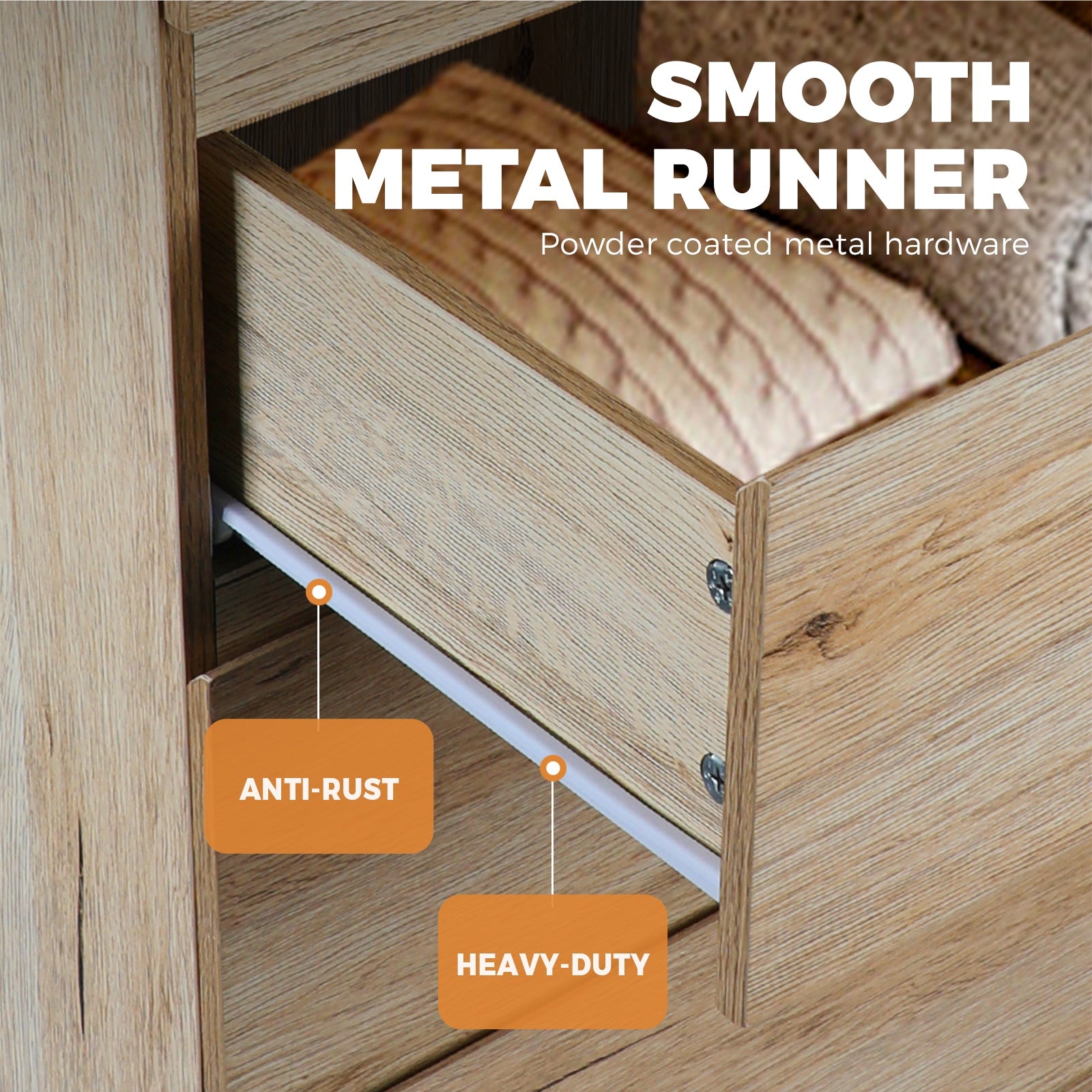 Oikiture 3 Chest of Drawers Storage Cabinet Tallboy Dresser Bedroom Furniture - Sunyee