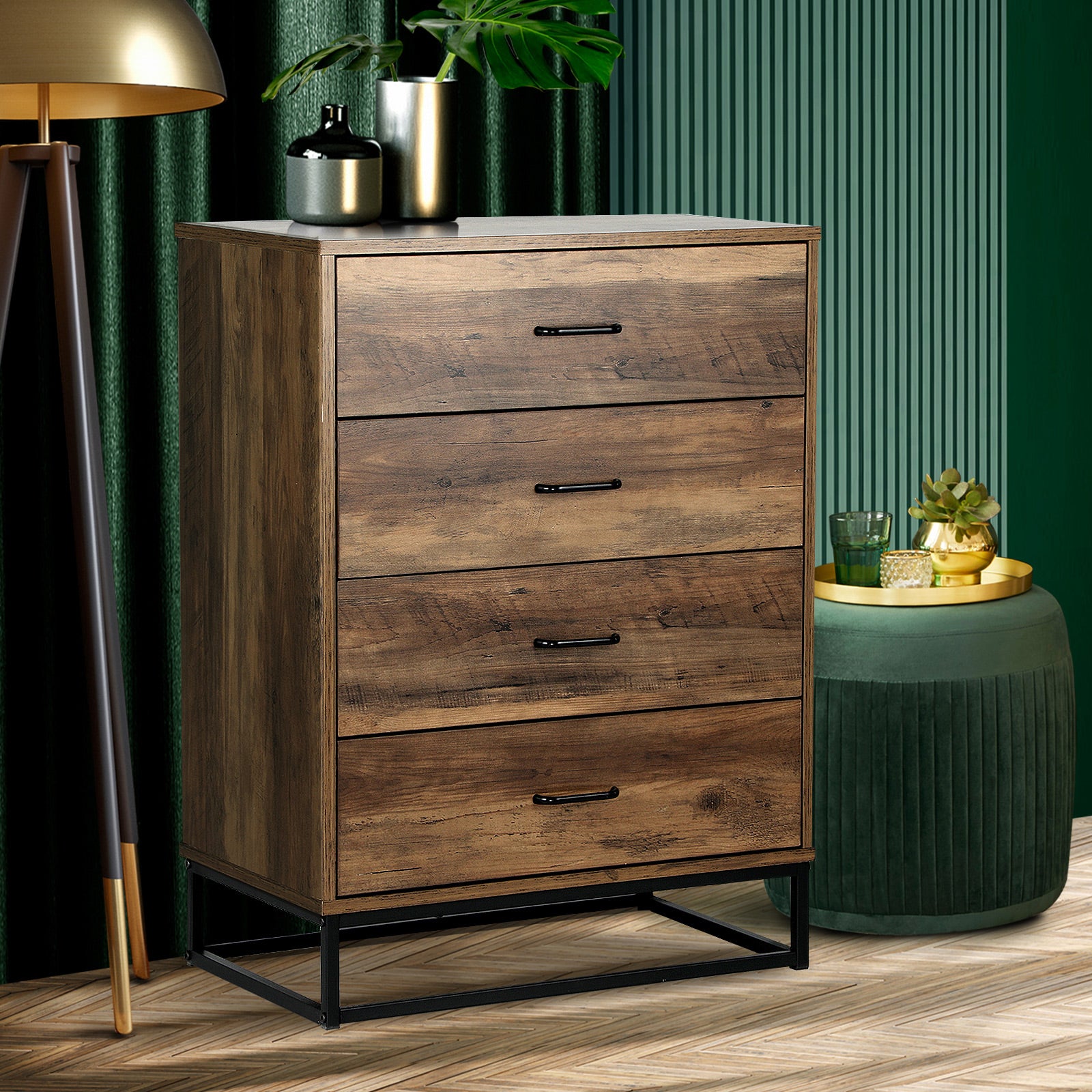 Oikiture 4 Drawers Chest of Drawers Storage Cabinet Tallboy Dresser Furniture - Sunyee