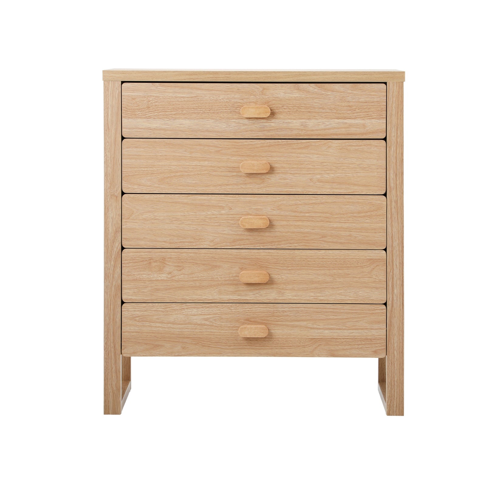 Oikiture 5 Chest of Drawers Dresser Tallboy Storage Desk Bedroom Natural