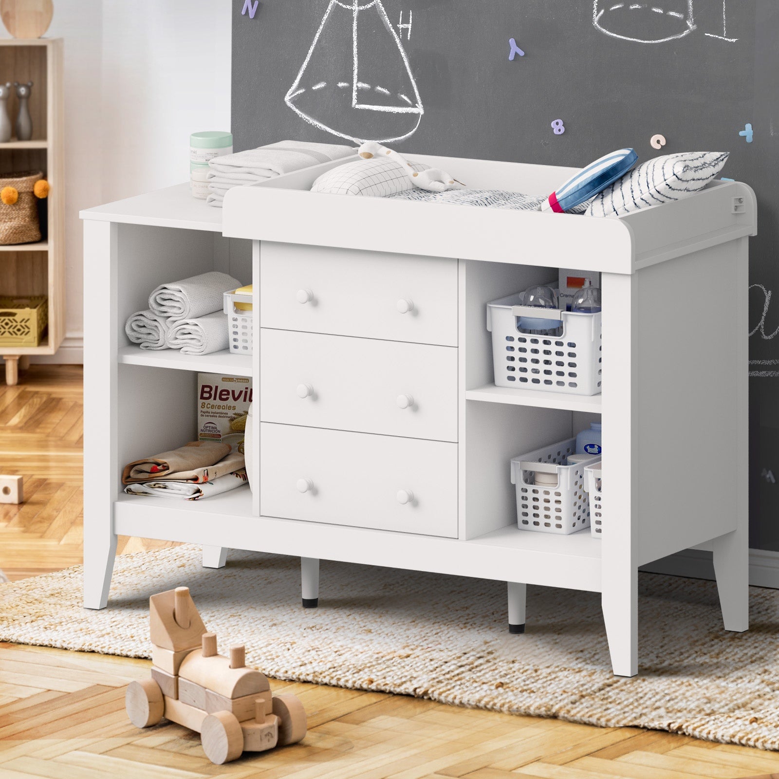 Oikiture Baby Change Table Chest of Drawers Cabinet Changer Nursery Furniture - Sunyee