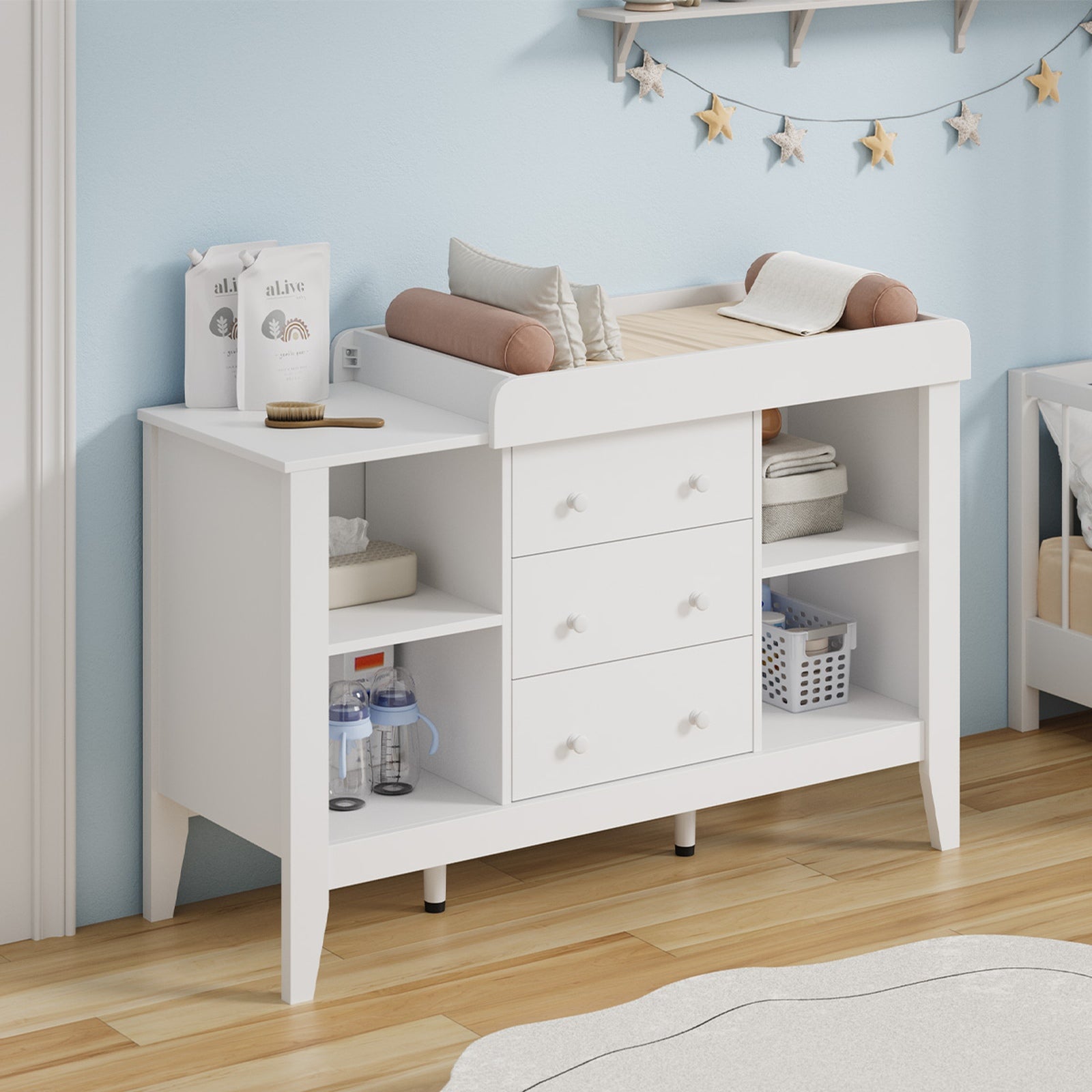 Oikiture Baby Change Table Chest of Drawers Cabinet Changer Nursery Furniture - Sunyee