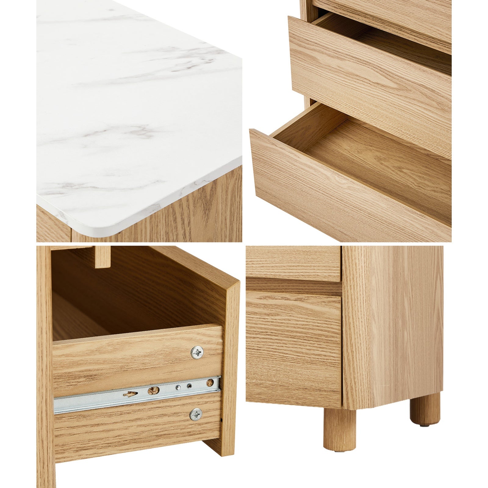 Oikiture 4 Chest of Drawers Dresser Tallboy Storage Cabinet Faux Marble Top - Sunyee
