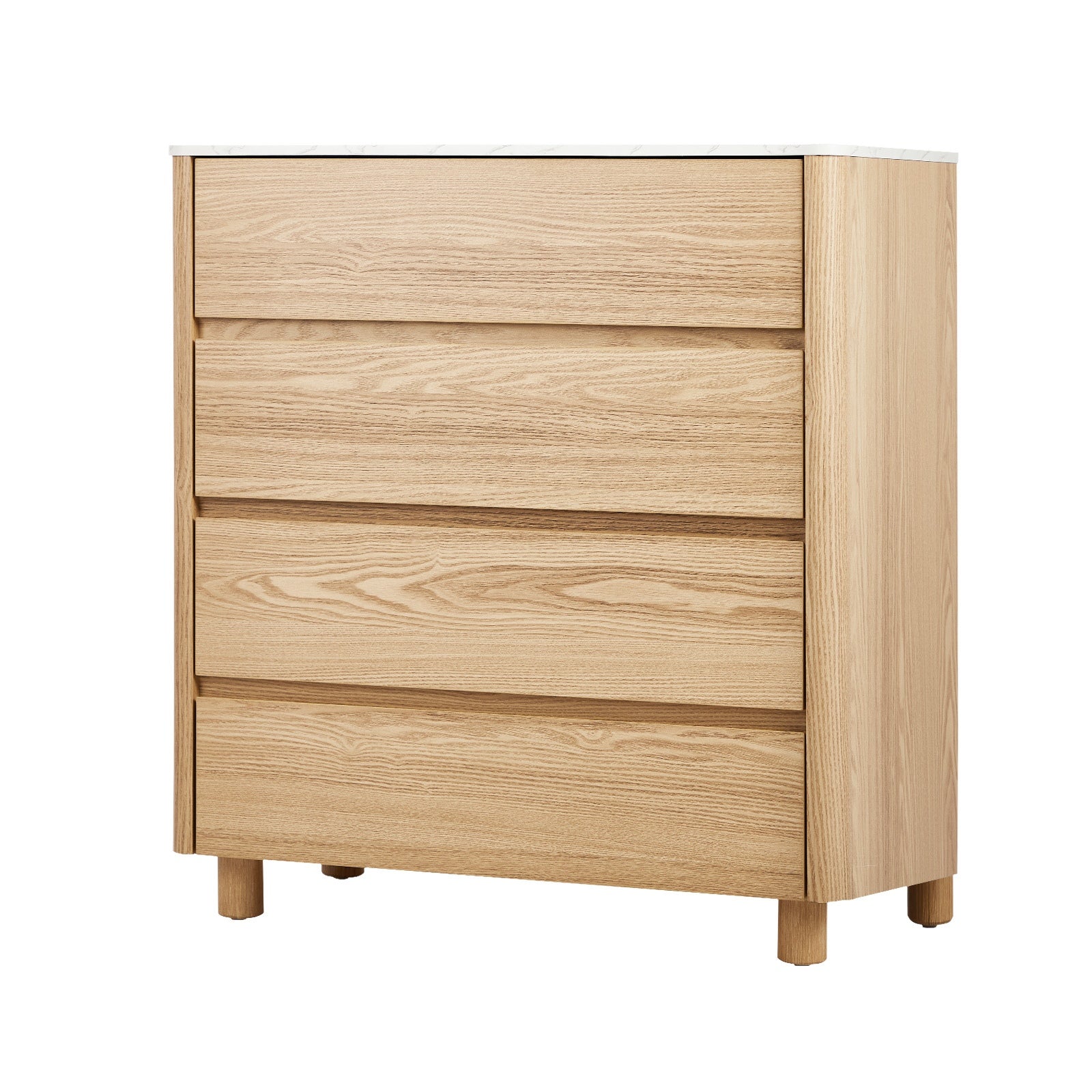 Oikiture 4 Chest of Drawers Dresser Tallboy Storage Cabinet Faux Marble Top - Sunyee