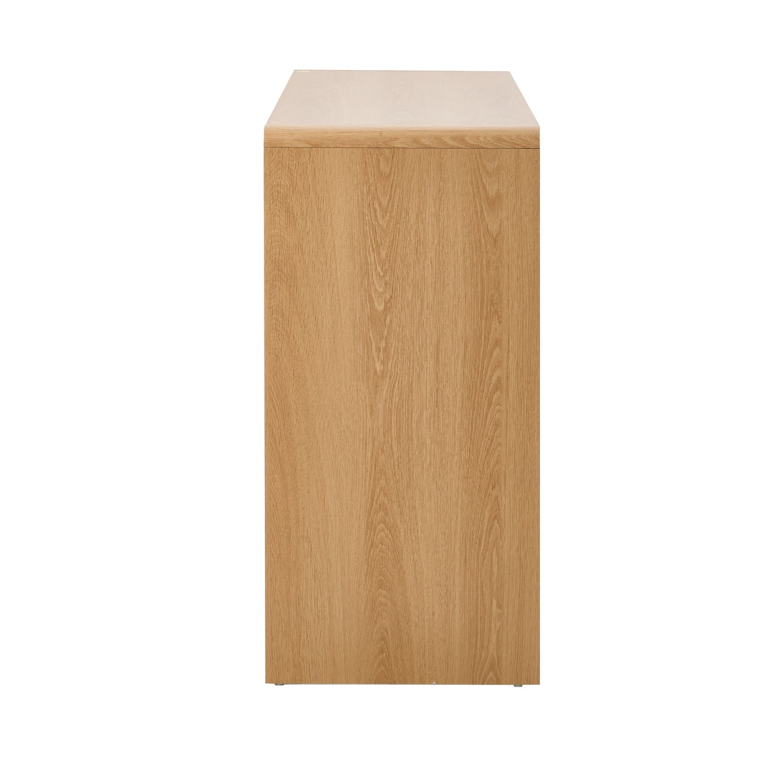 Oikiture 6 Chest Of Drawers Dresser with 2 Open Shelves Handle-Free Natural