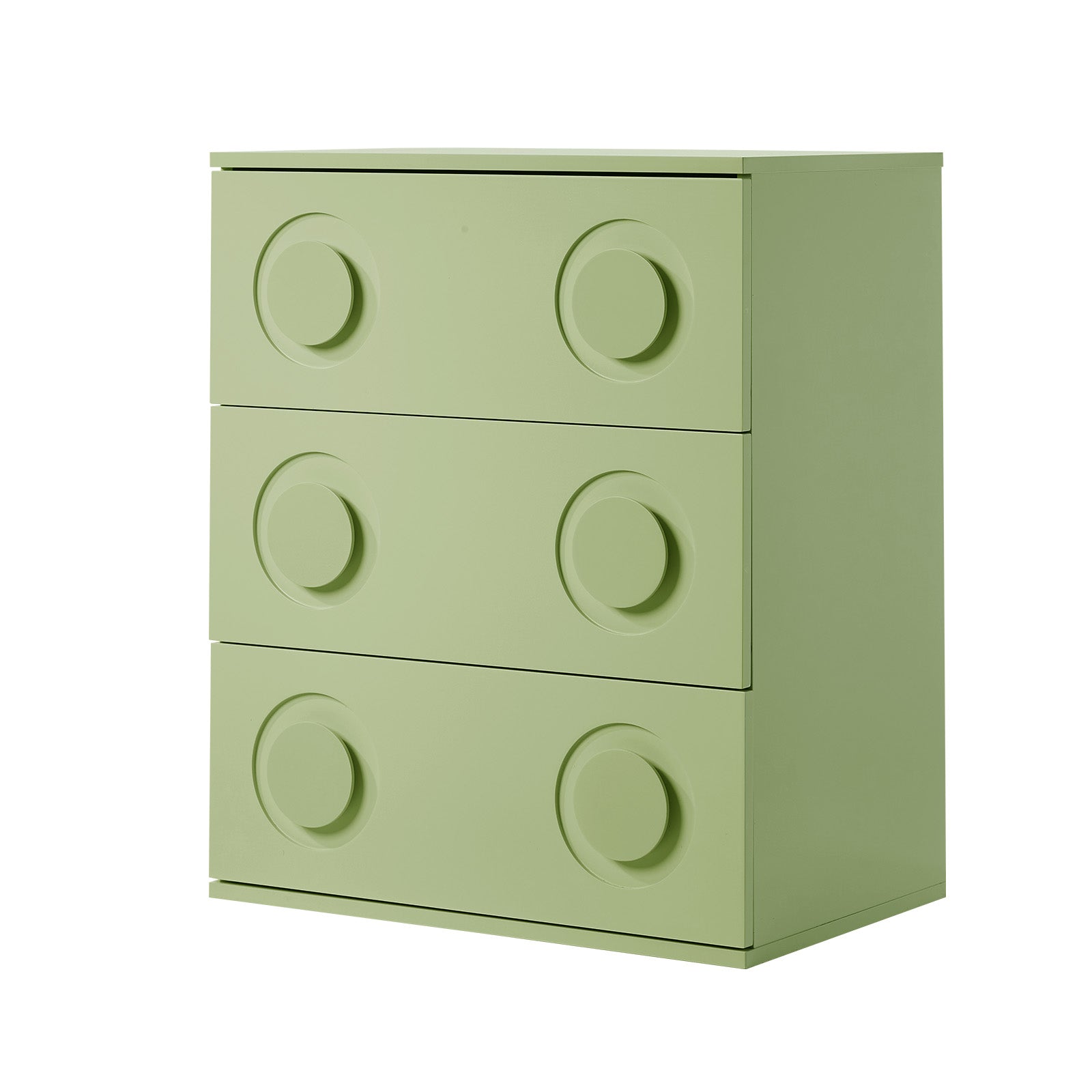 Oikiture 3 Chest of Drawers Spacious Cabinet Bedroom Dresser Nightstand Green - Sunyee