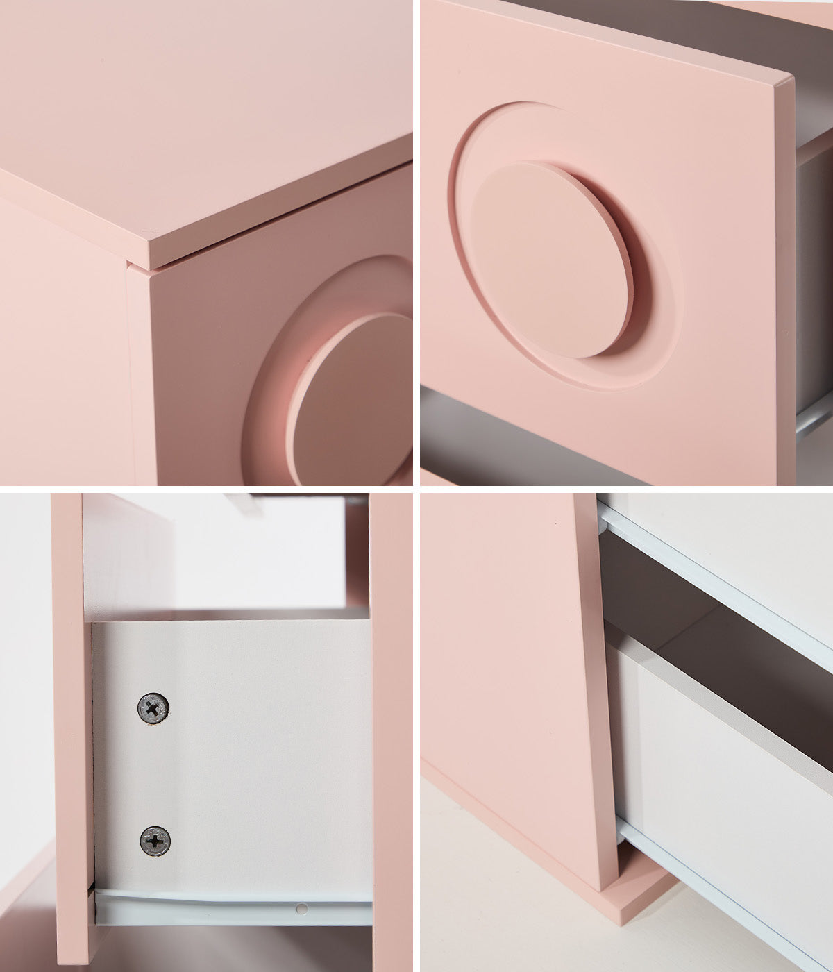 Oikiture 3 Chest of Drawers Spacious Cabinet Bedroom Dresser Nightstand Pink - Sunyee