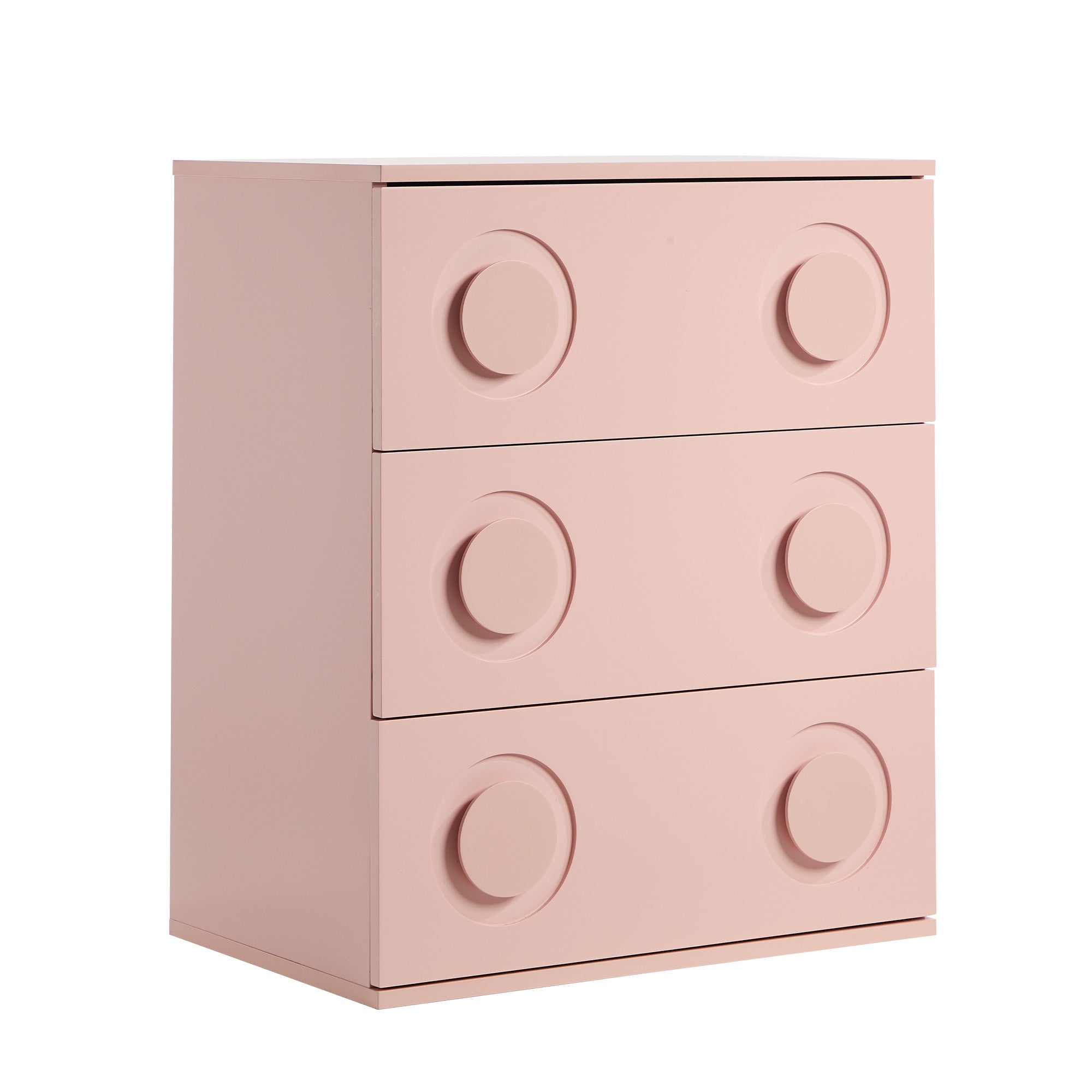 Oikiture 3 Chest of Drawers Spacious Cabinet Bedroom Dresser Nightstand Pink - Sunyee