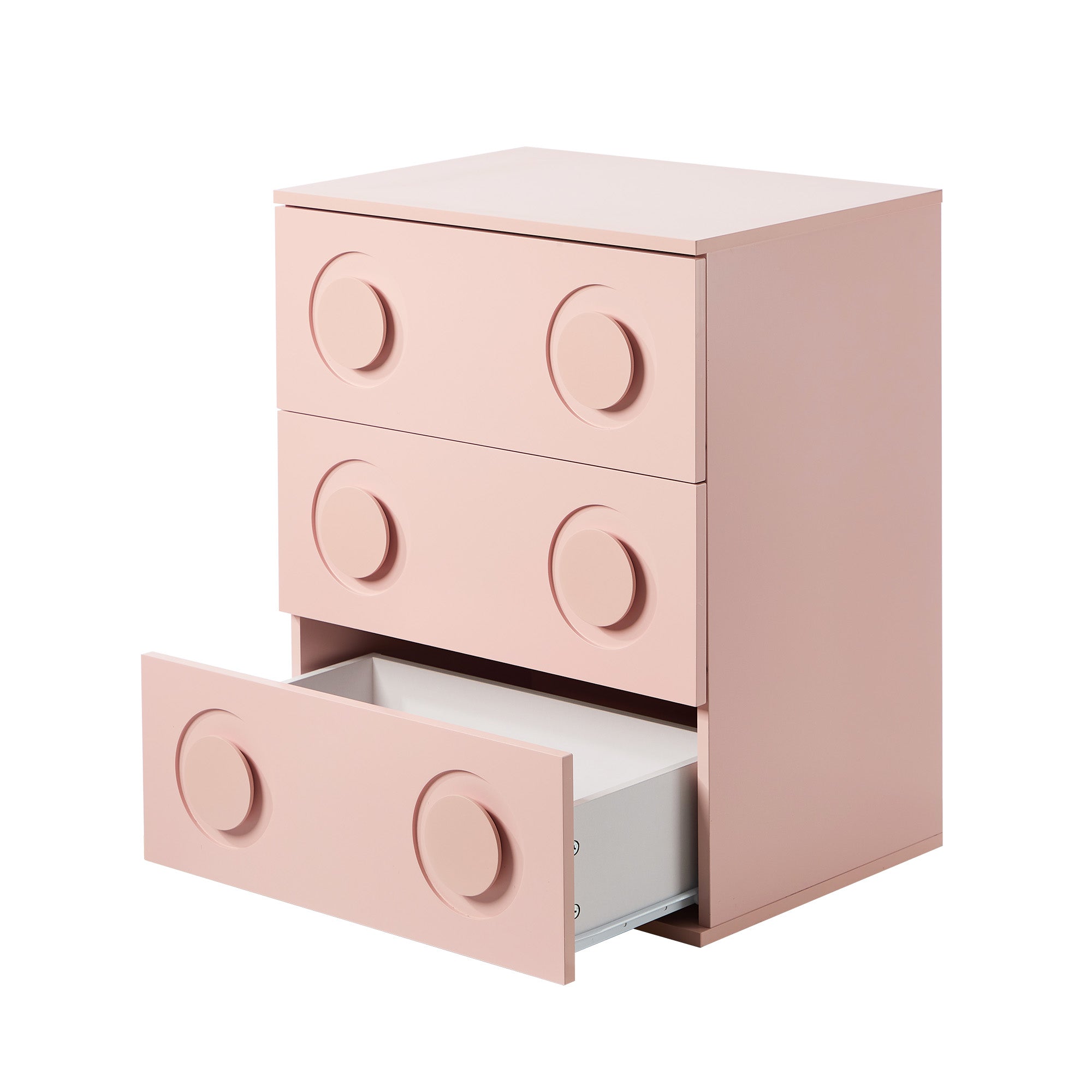 Oikiture 3 Chest of Drawers Spacious Cabinet Bedroom Dresser Nightstand Pink - Sunyee