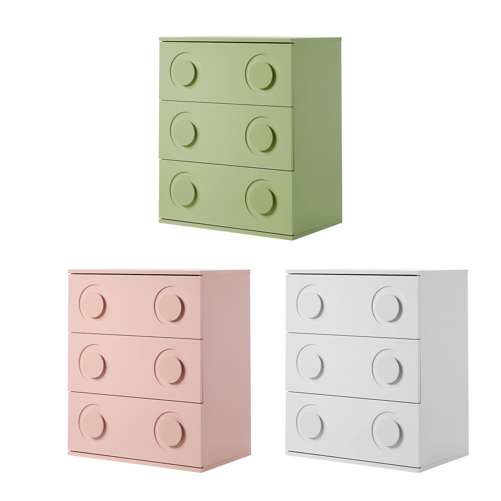 Oikiture 3 Chest of Drawers Spacious Cabinet Bedroom Dresser Nightstand - Sunyee