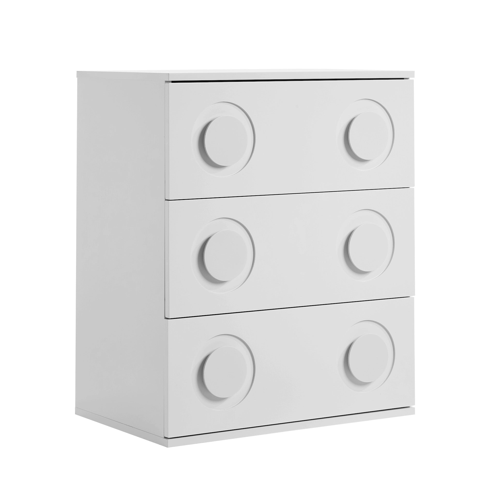 Oikiture 3 Chest of Drawers Spacious Cabinet Bedroom Dresser Nightstand White - Sunyee
