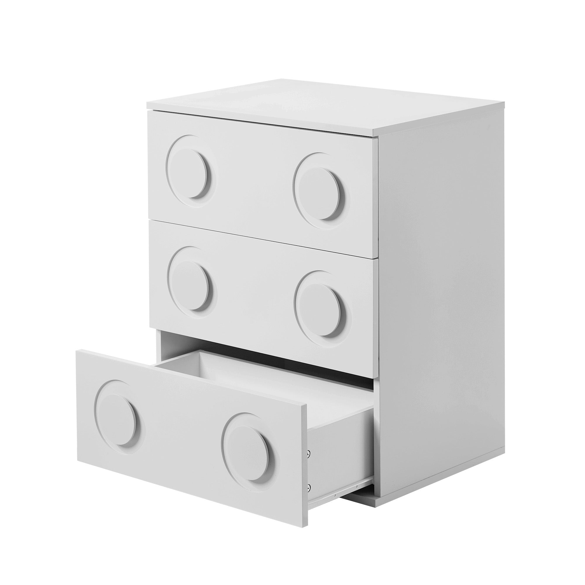 Oikiture 3 Chest of Drawers Spacious Cabinet Bedroom Dresser Nightstand White - Sunyee