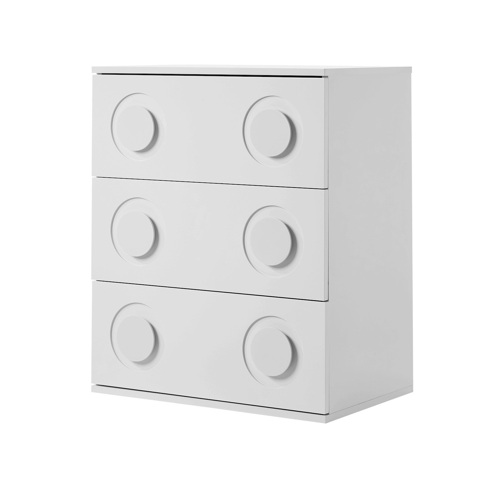 Oikiture 3 Chest of Drawers Spacious Cabinet Bedroom Dresser Nightstand White - Sunyee
