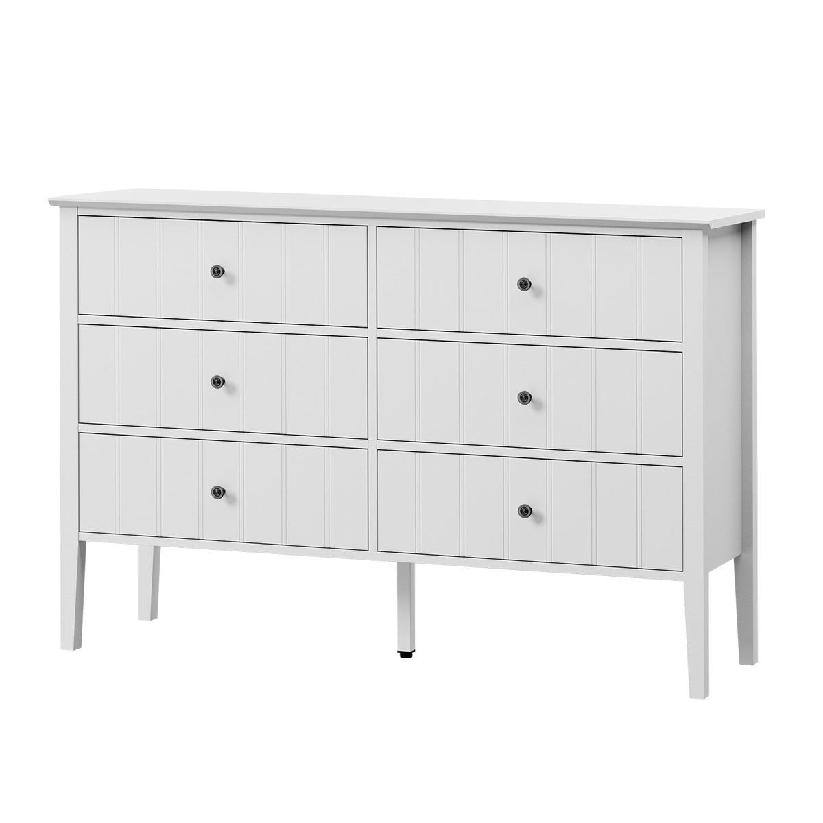 Oikiture Modern Cottage Farmhouse 6 Drawer Chest Zinc Alloy Handles White