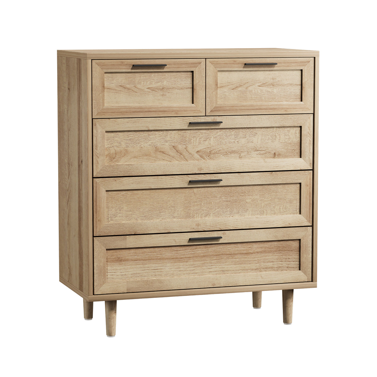 Oikiture 5 Chest of Drawers Dresser Chest Storage Cabinet Tallboy Natural - Sunyee