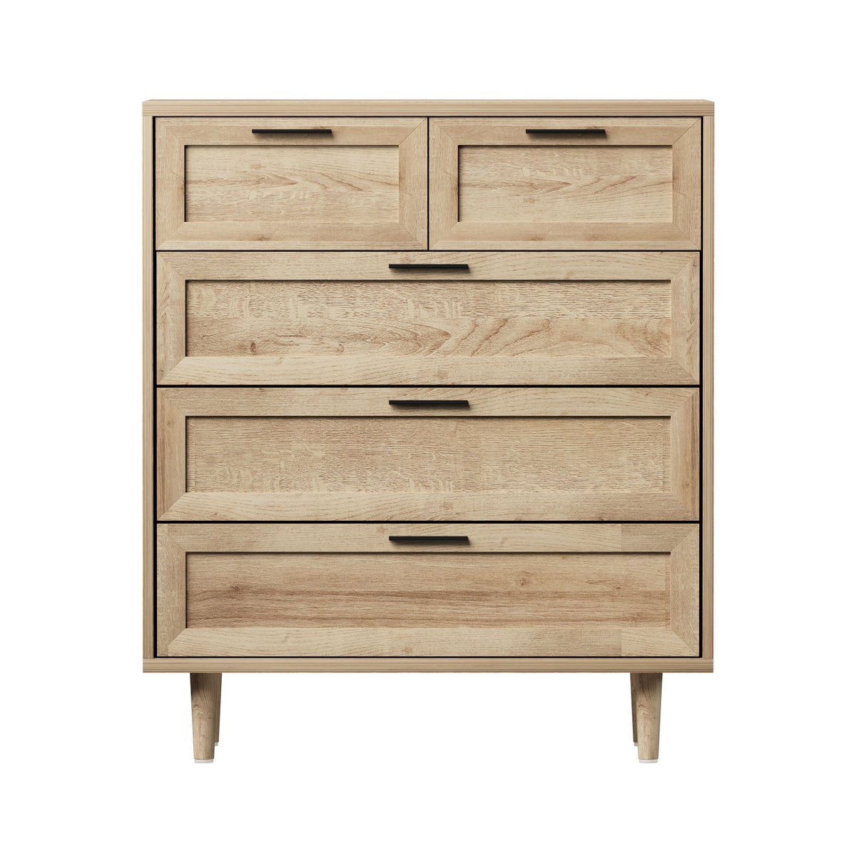 Oikiture 5 Chest of Drawers Dresser Chest Storage Cabinet Tallboy Natural - Sunyee