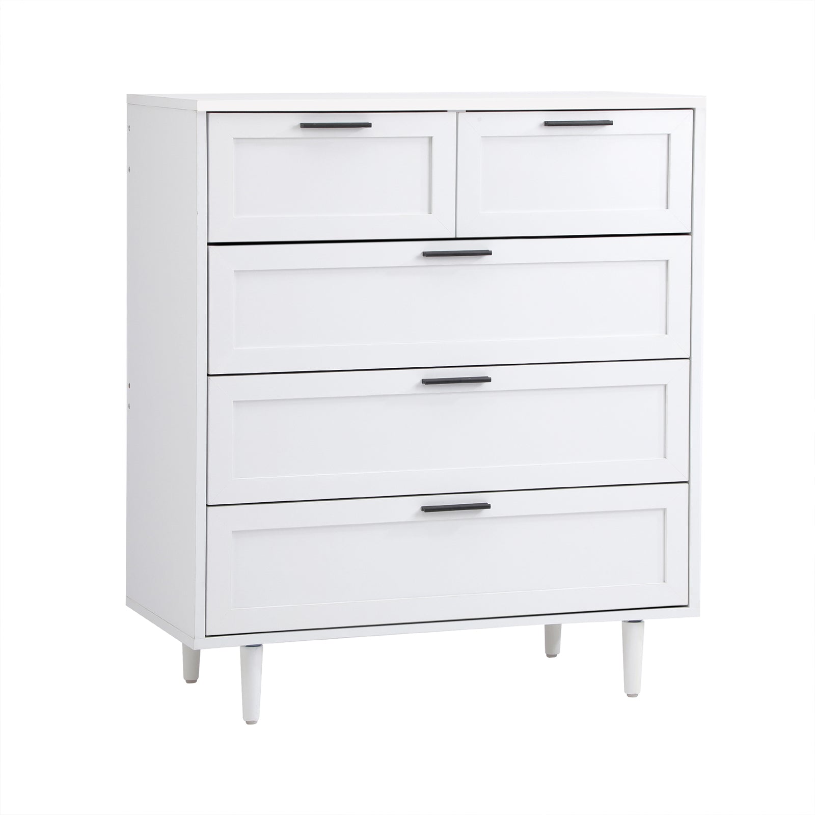 Oikiture 5 Chest of Drawers Dresser Chest Storage Cabinet Tallboy White - Sunyee