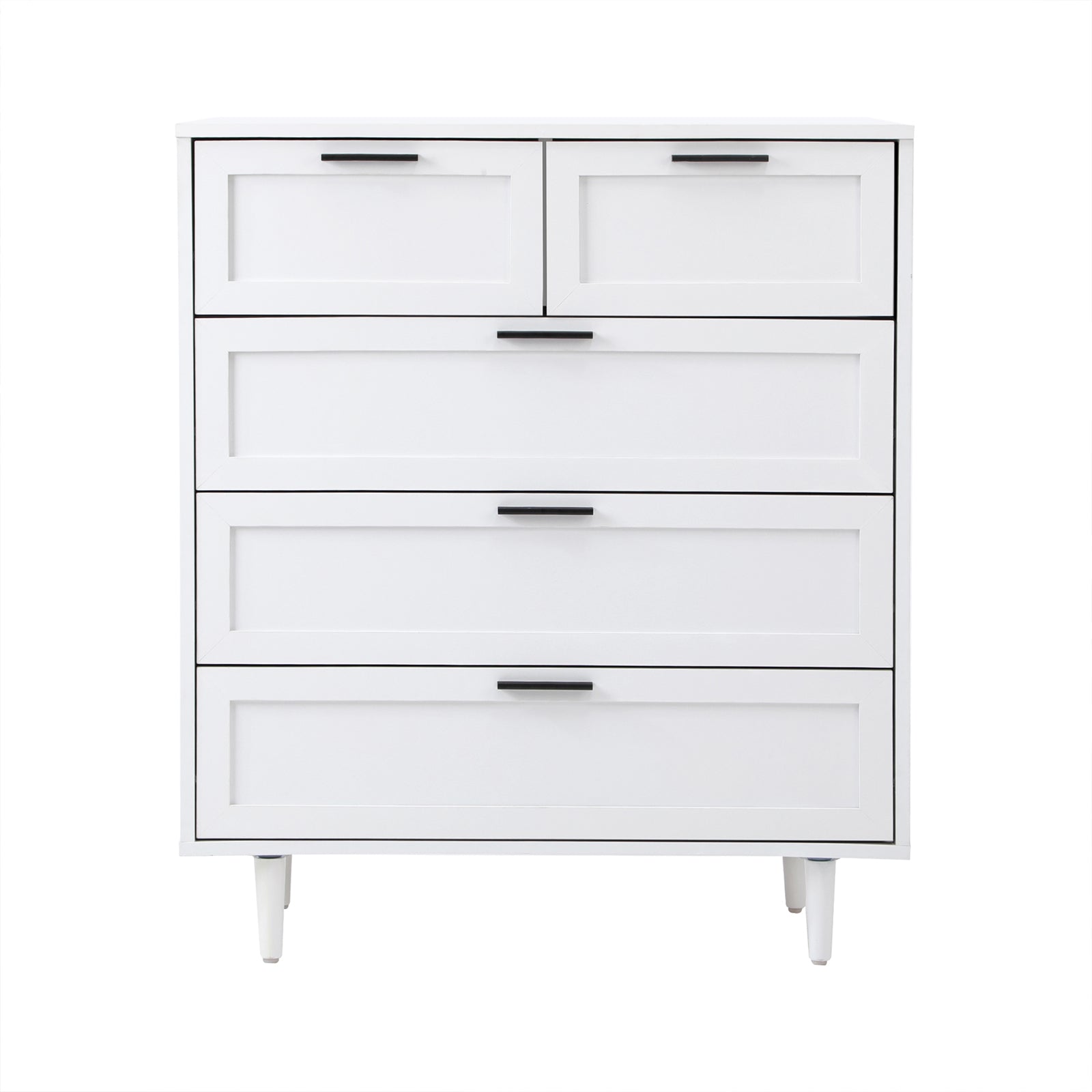 Oikiture 5 Chest of Drawers Dresser Chest Storage Cabinet Tallboy White - Sunyee