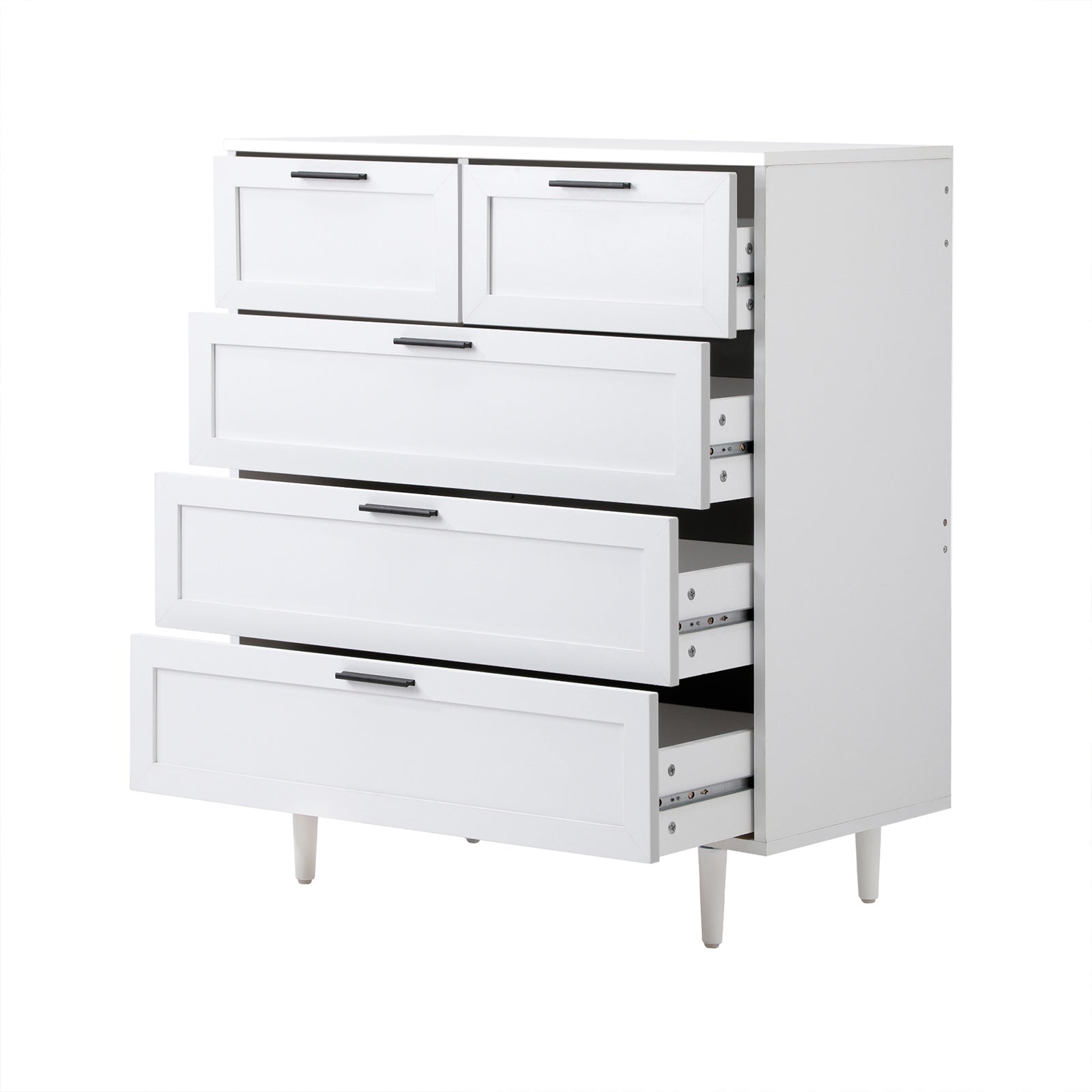 Oikiture 5 Chest of Drawers and 2 Bedside Tables Dressers Bedroom Set White - Sunyee