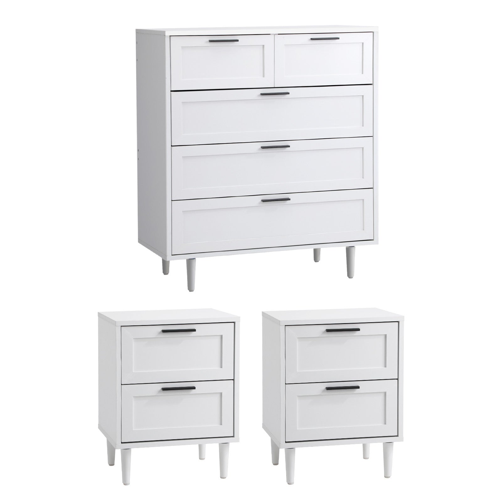 Oikiture 5 Chest of Drawers and 2 Bedside Tables Nightstand Bedroom Set White - Sunyee