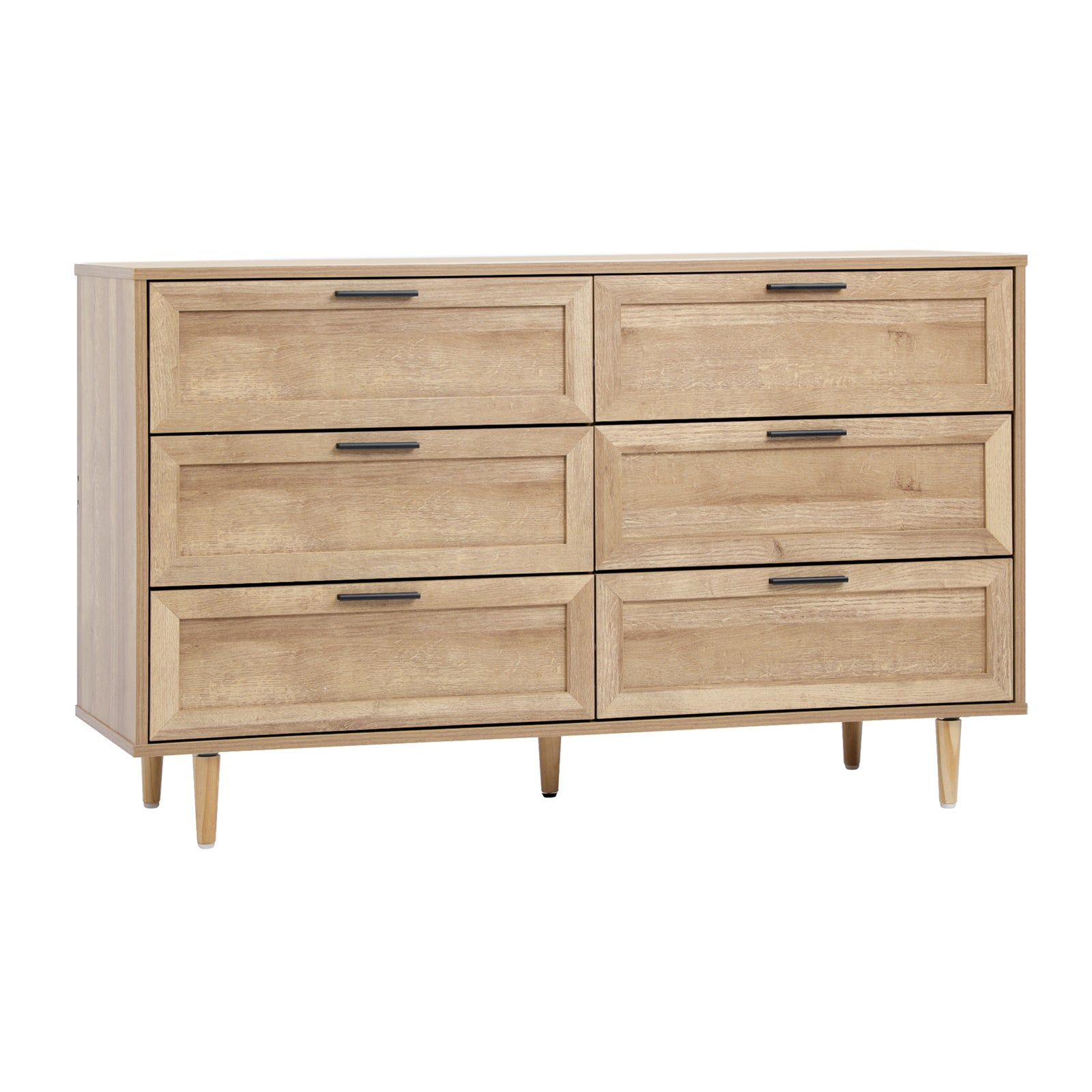 Oikiture 6 Chest of Drawers Dresser Chest Storage Cabinet Tallboy Natural - Sunyee