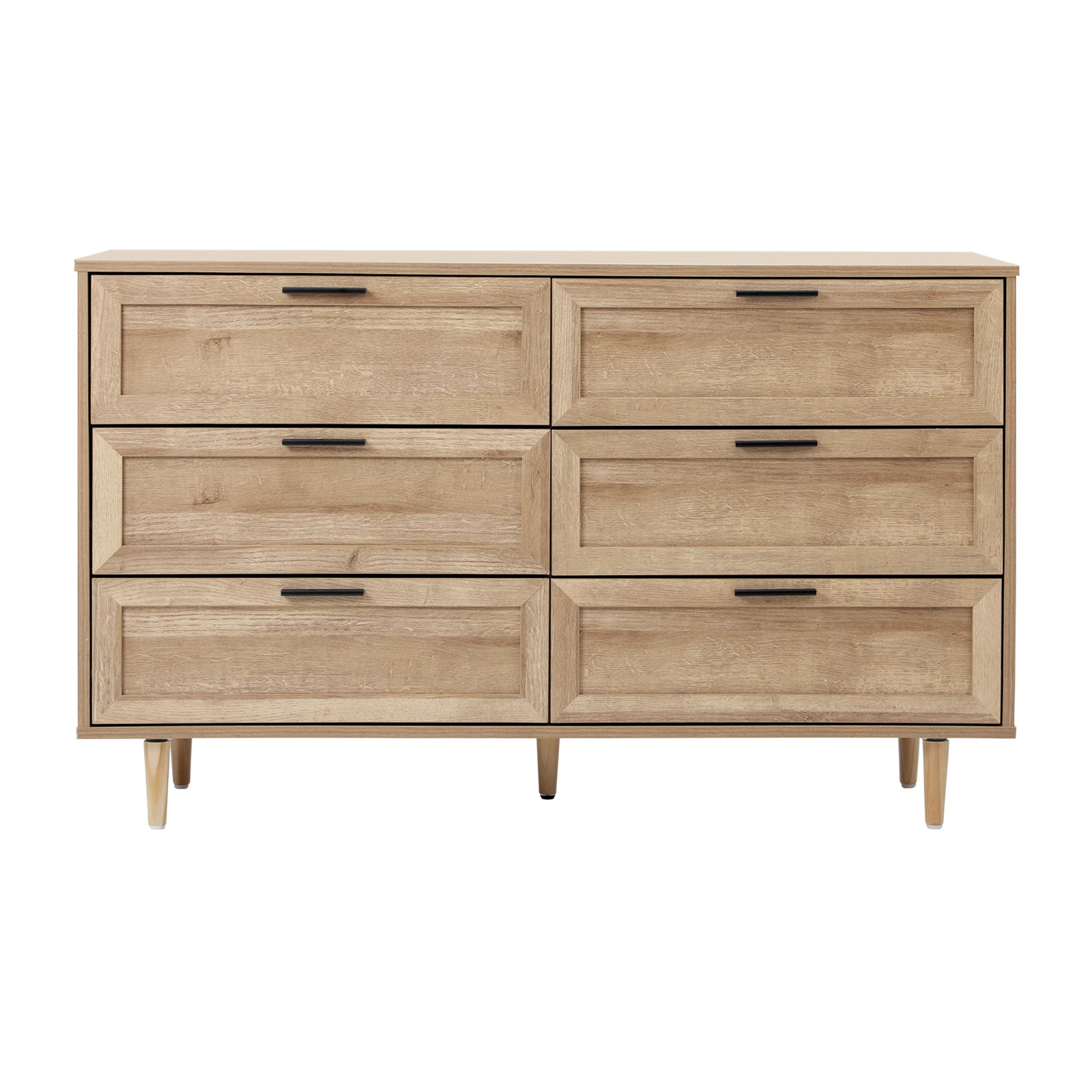 Oikiture 6 Chest of Drawers Dresser Chest Storage Cabinet Tallboy Natural - Sunyee