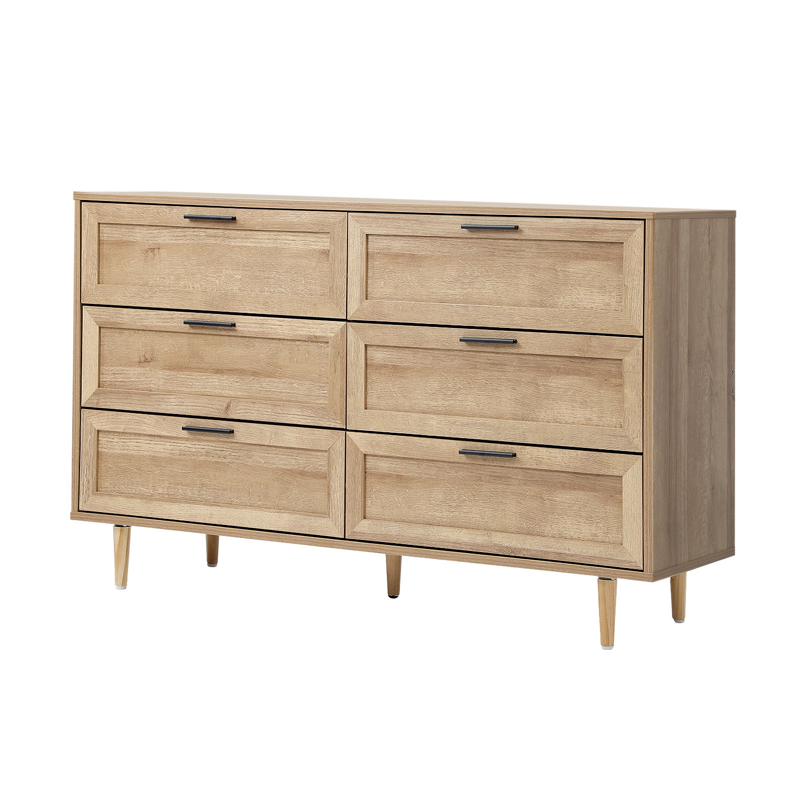 Oikiture 6 Chest of Drawers Dresser Chest Storage Cabinet Tallboy Natural - Sunyee
