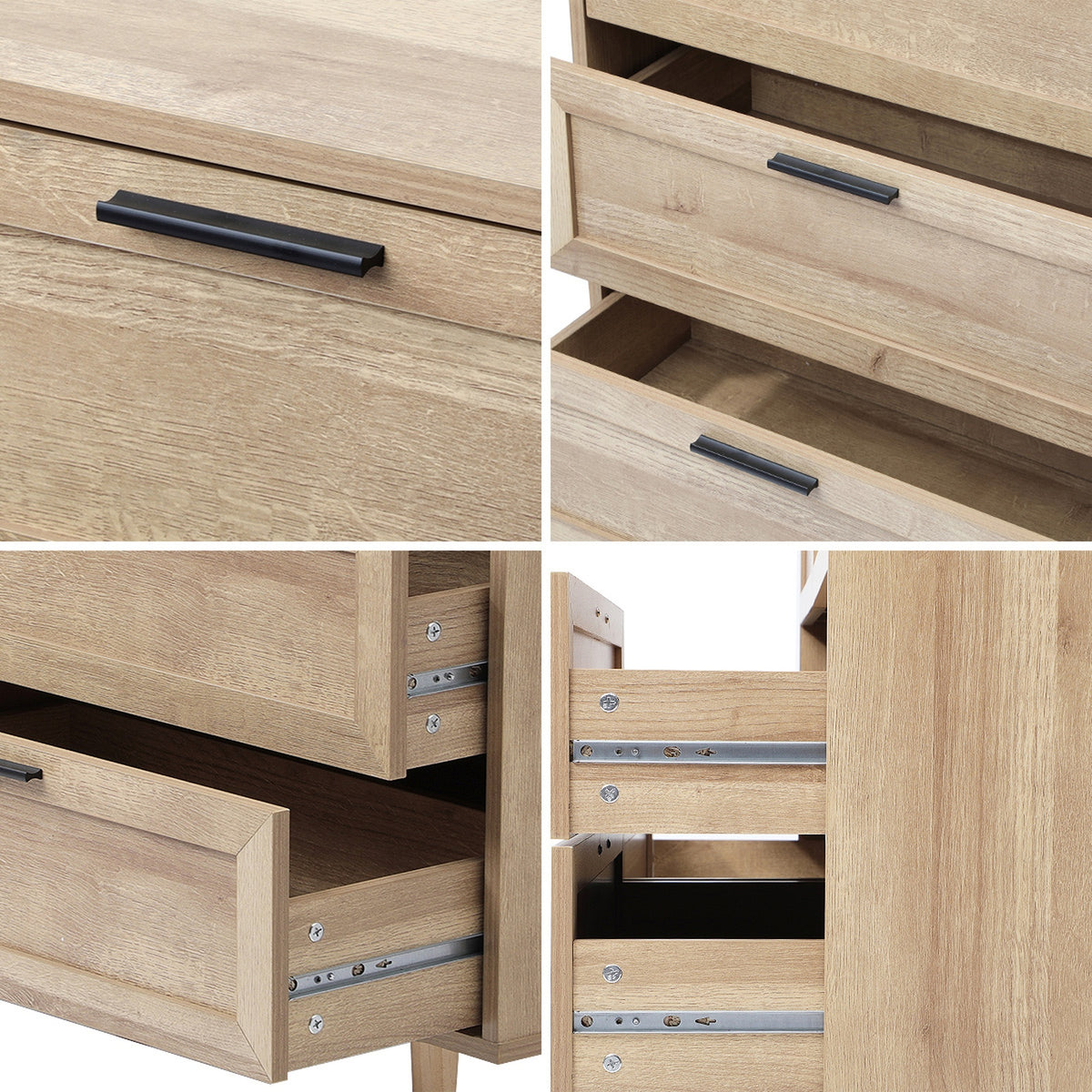 Oikiture 6 Chest of Drawers and 2 Bedside Tables Nightstands Bedroom Set - Sunyee
