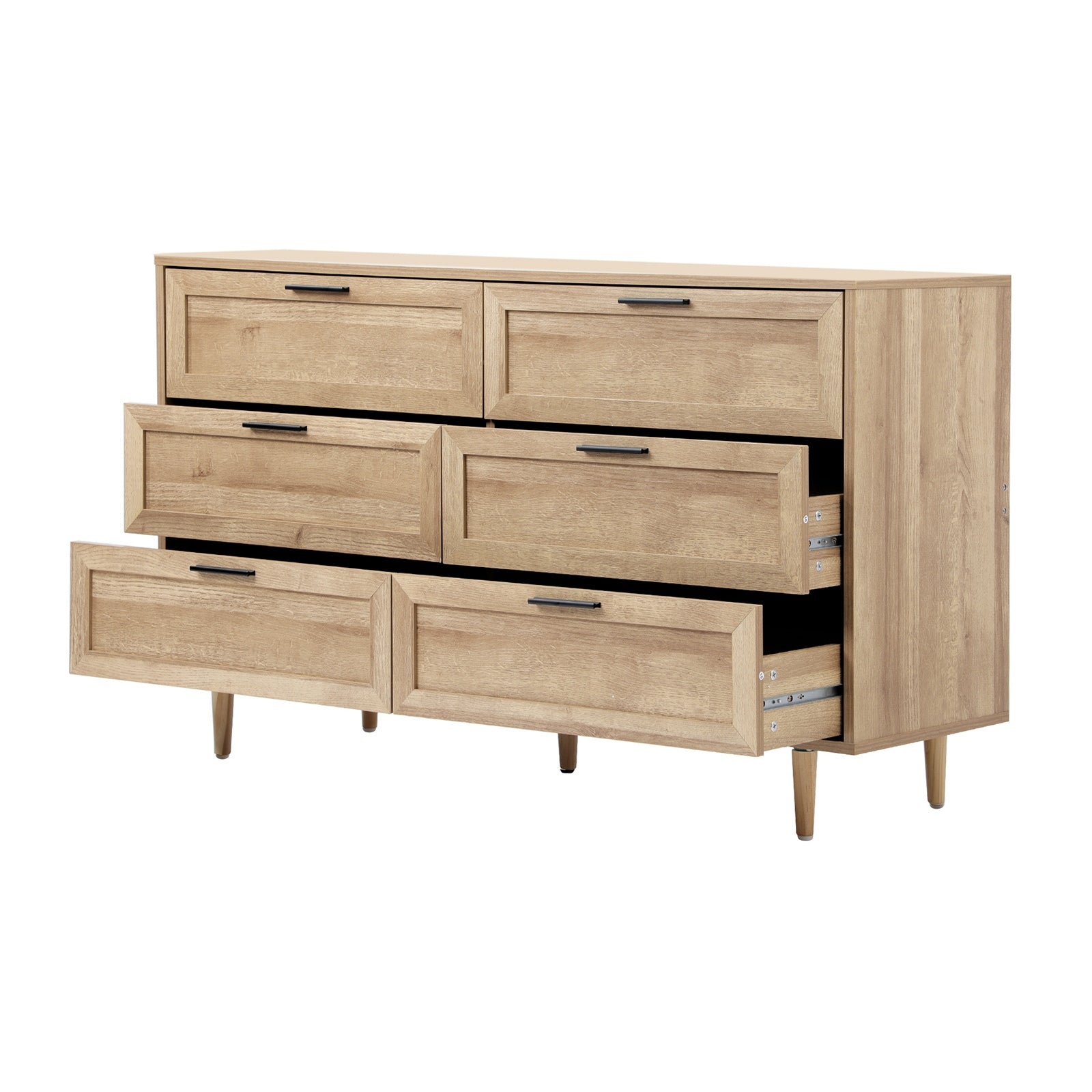 Oikiture 6 Chest of Drawers and 2 Bedside Tables Nightstand Bedroom Set Natural - Sunyee