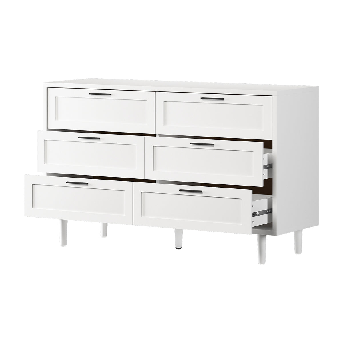 Oikiture 6 Chest of Drawers Dresser Chest Storage Cabinet Tallboy White - Sunyee