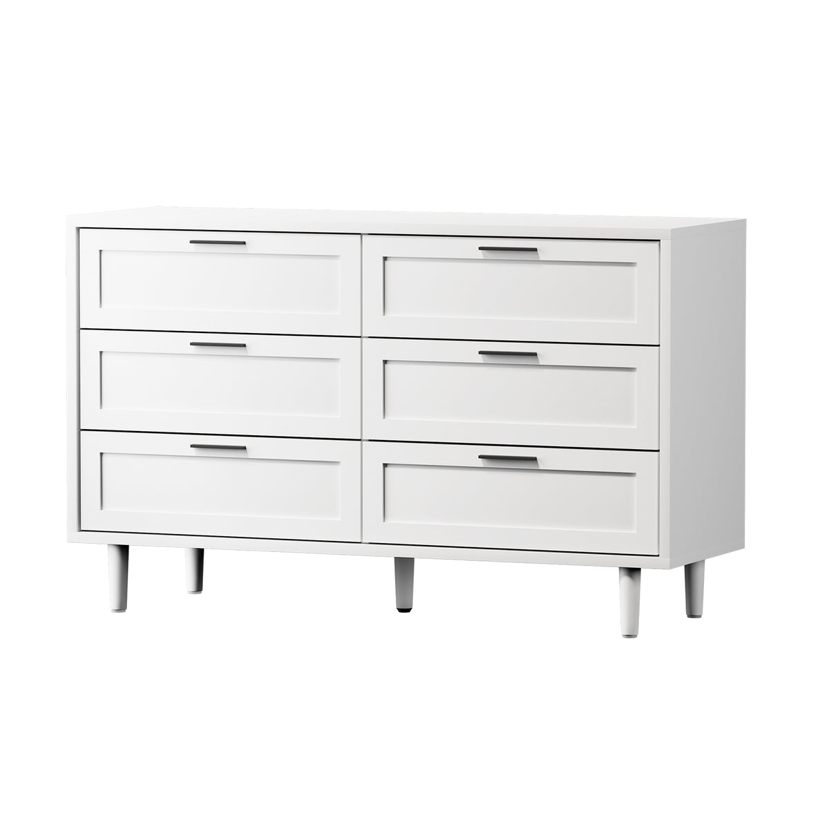 Oikiture 6 Chest of Drawers Dresser Chest Storage Cabinet Tallboy White - Sunyee
