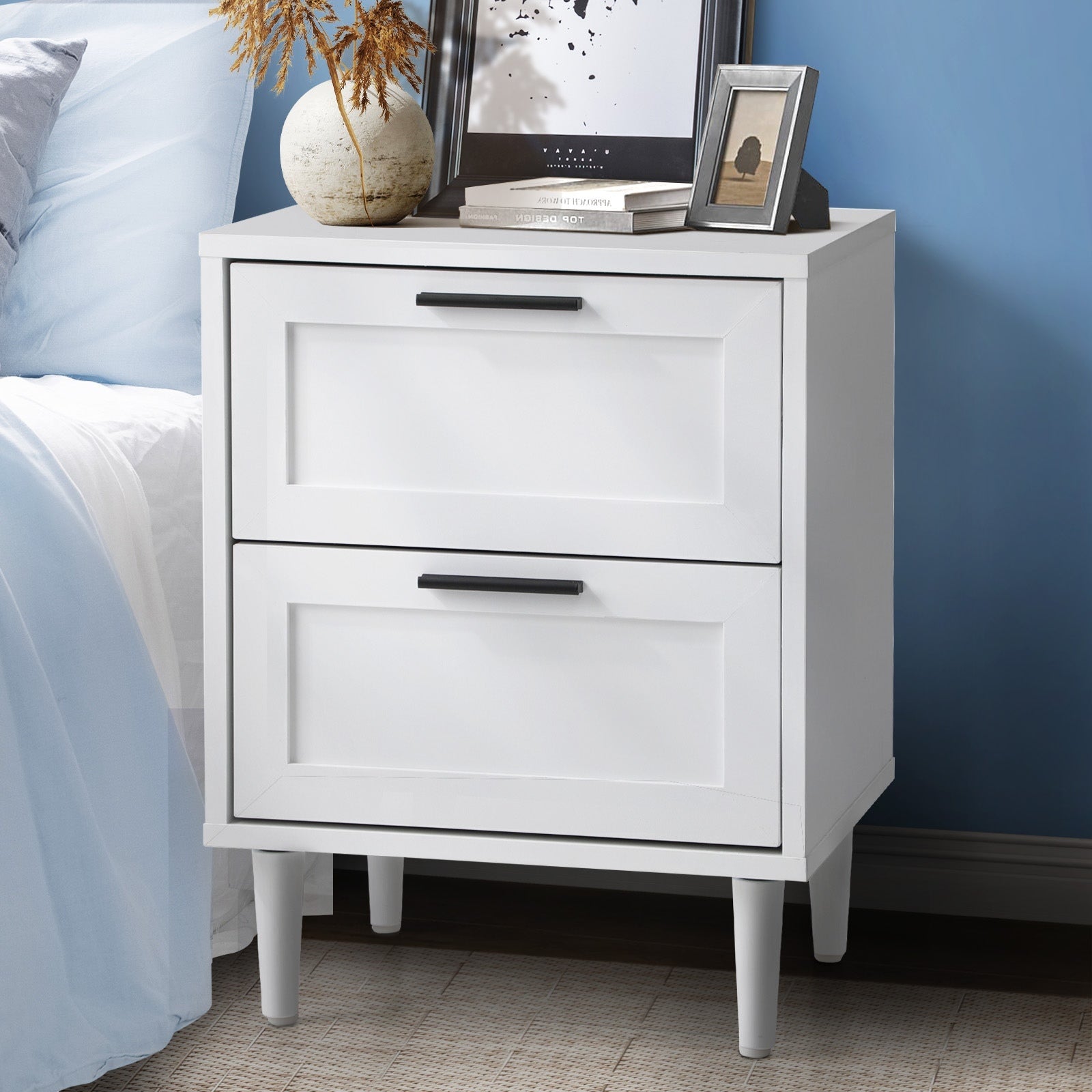 Oikiture 6 Chest of Drawers and 2 Bedside Tables Nightstand Bedroom Set White - Sunyee