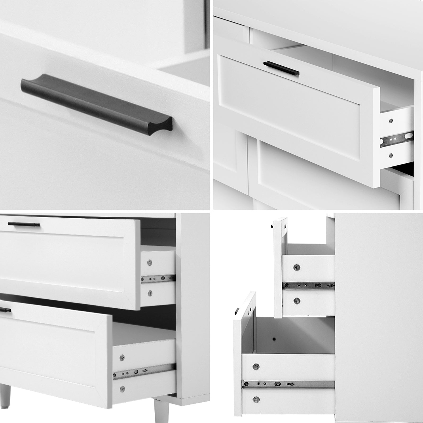 Oikiture 6 Chest of Drawers and 2 Bedside Tables Nightstand Bedroom Set White - Sunyee
