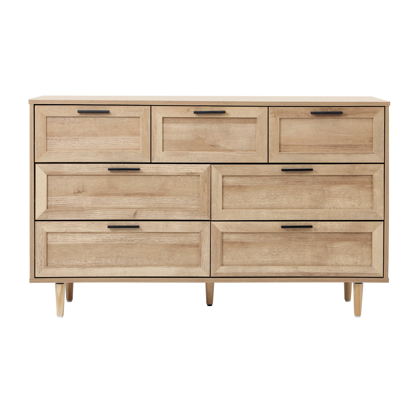 Oikiture 7 Chest of Drawers Dresser Chest Storage Cabinet Tallboy Natural - Sunyee