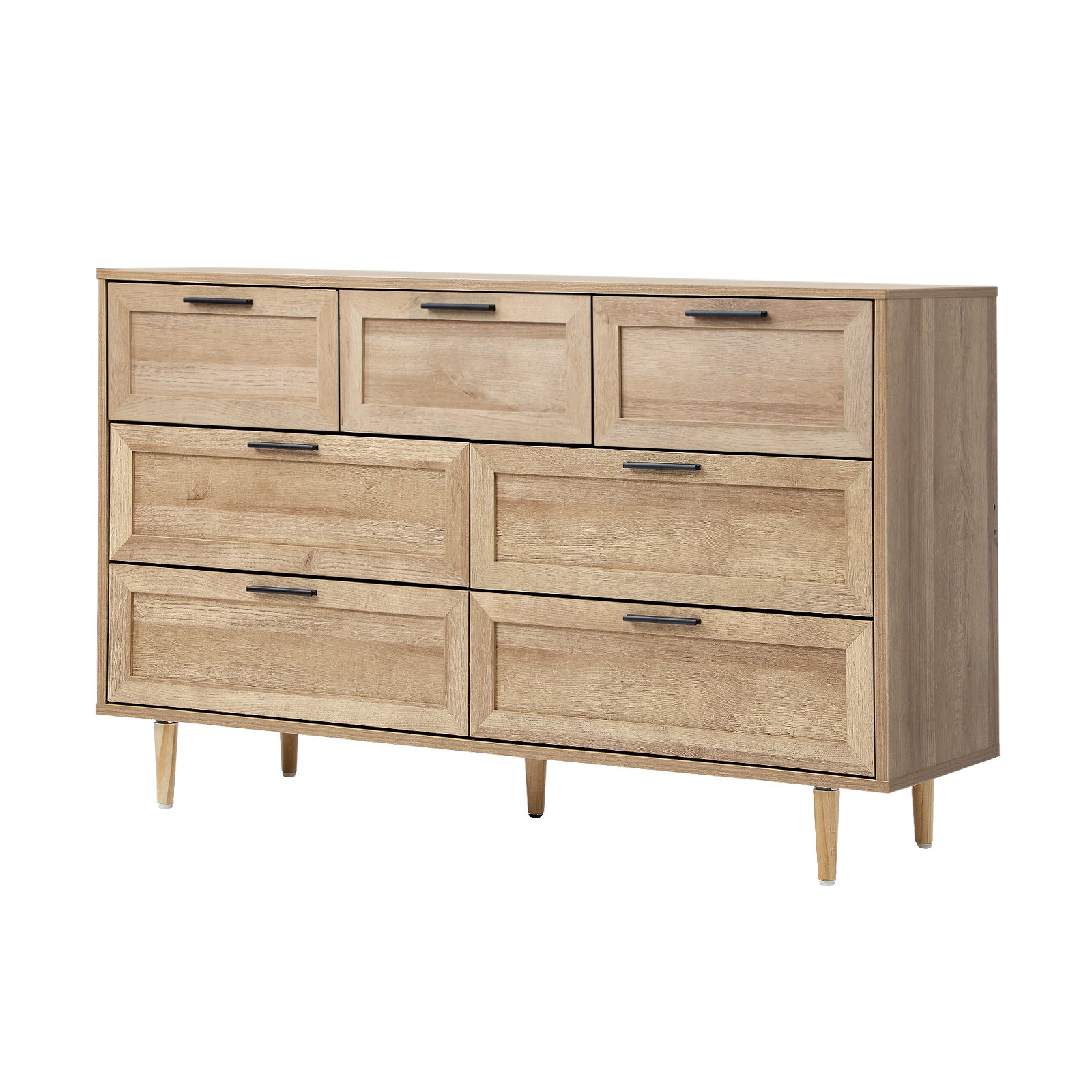 Oikiture 7 Chest of Drawers Dresser Chest Storage Cabinet Tallboy Natural - Sunyee