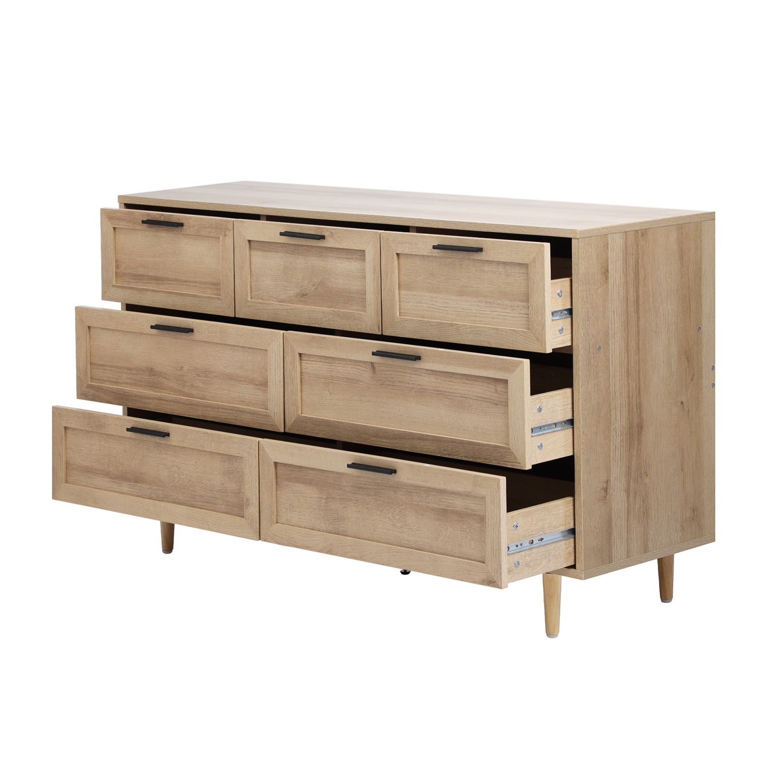 Oikiture 7 Chest of Drawers and 2 Bedside Tables Nightstand Bedroom Set Natural - Sunyee