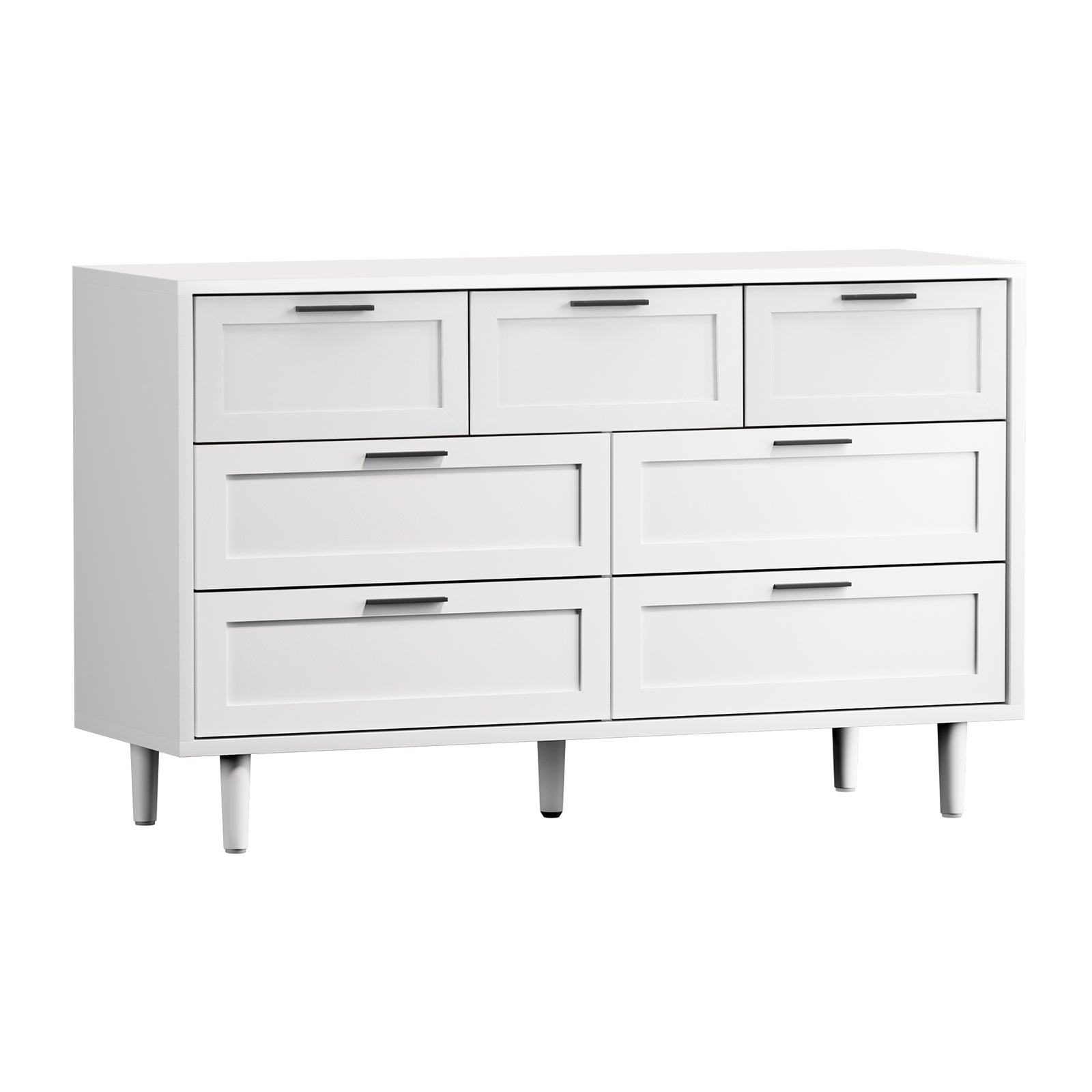 Oikiture 7 Chest of Drawers Dresser Chest Storage Cabinet Tallboy White - Sunyee