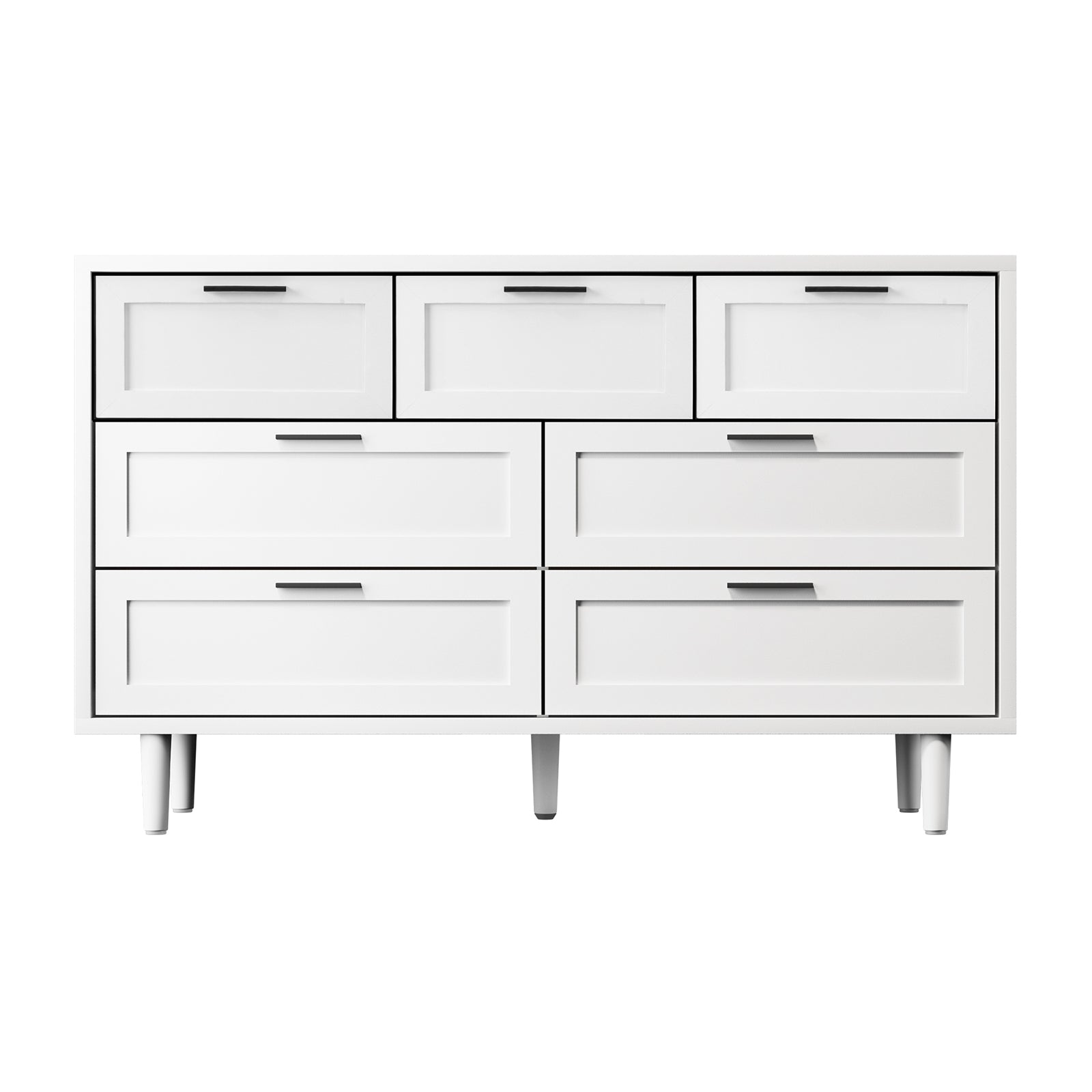 Oikiture 7 Chest of Drawers Dresser Chest Storage Cabinet Tallboy White - Sunyee