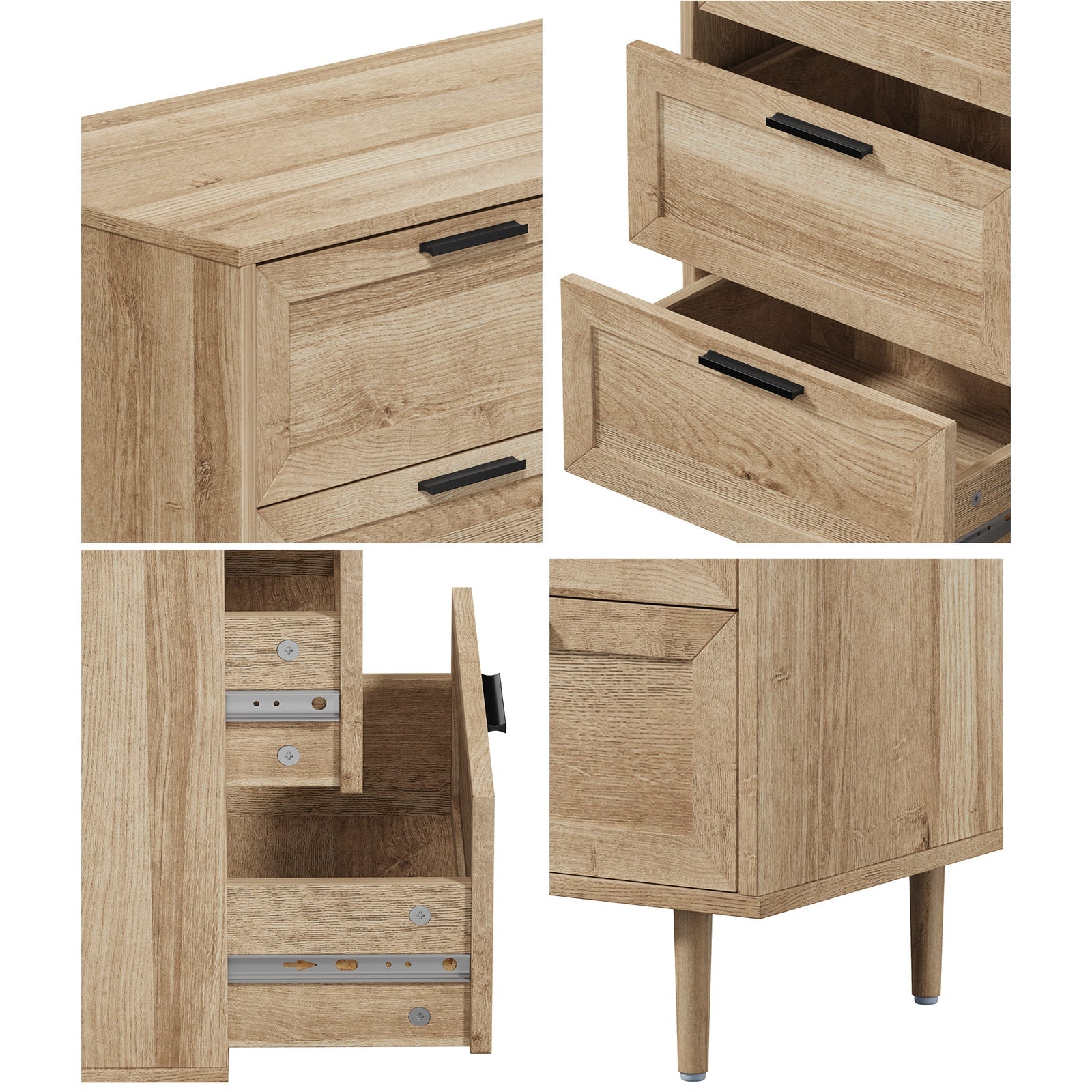 Oikiture 8 Chest of Drawers Dresser Chest Storage Cabinet Tallboy Natural
