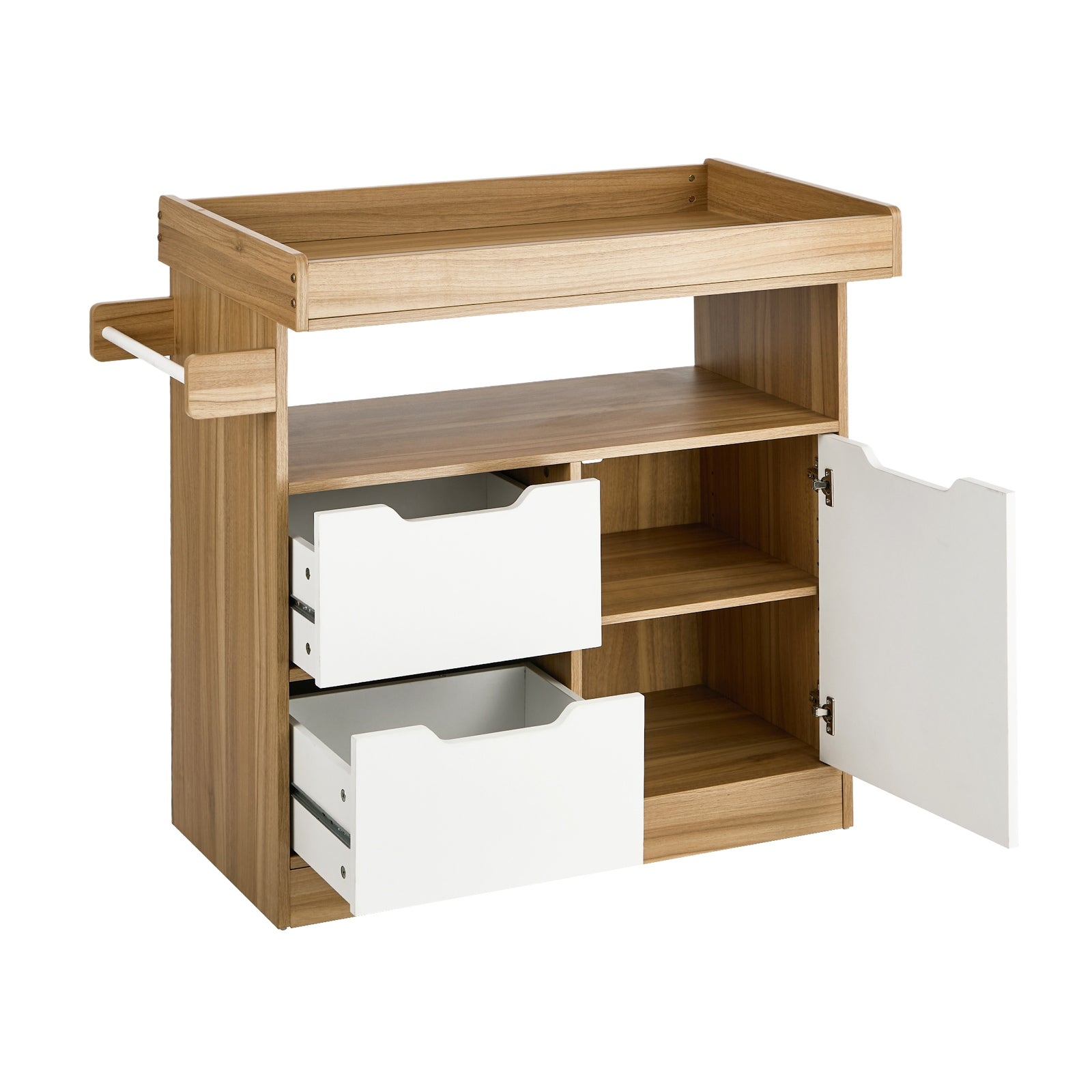 Oikiture Baby Changing Table Change Nursery Storage Drawers Shelves Cabinet - Sunyee