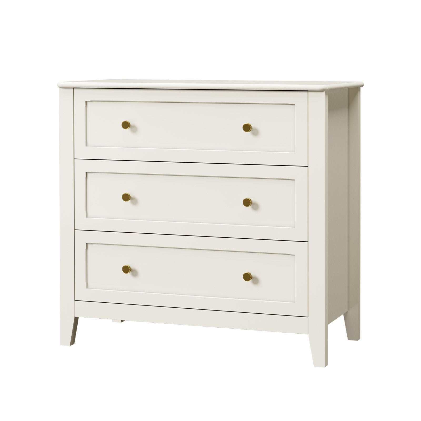 Oikiture 3 Chest Of Drawers Dresser Metal Handle Bedroom Storage White