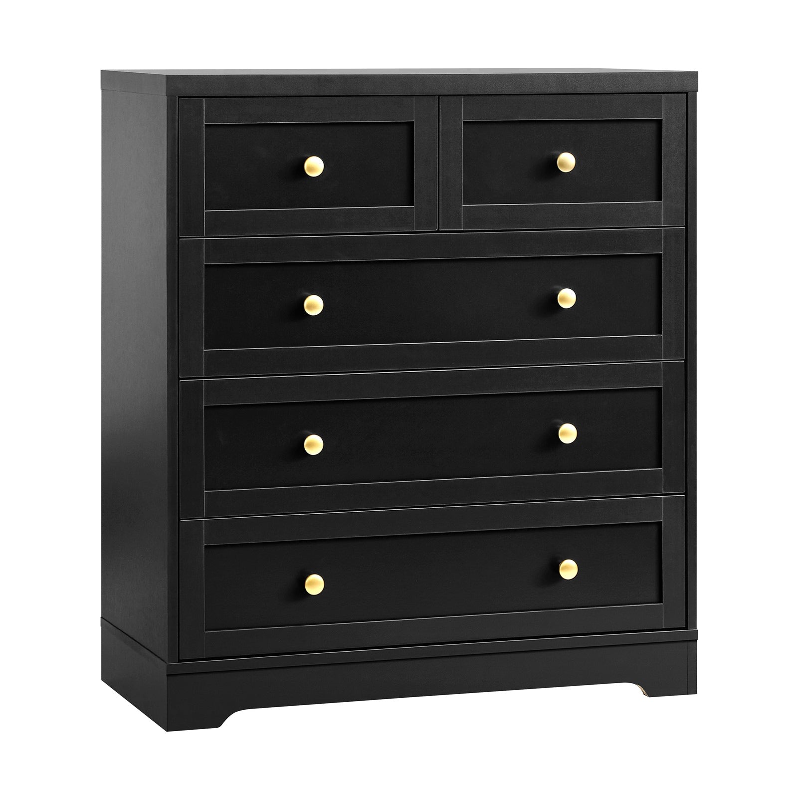 Oikiture 5 Chest of Drawers Tallboy Dresser Table Storage Cabinet Black - Sunyee