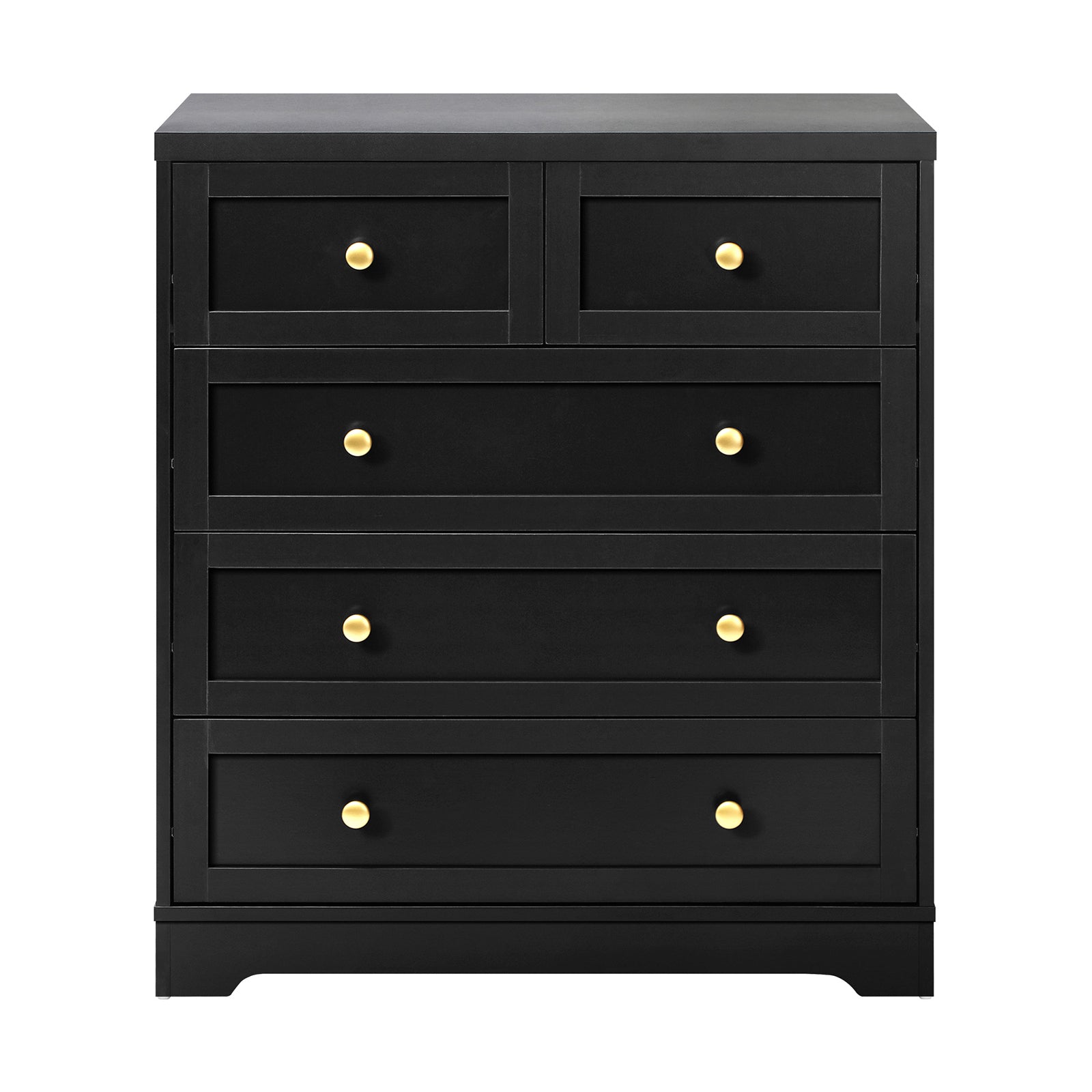 Oikiture 5 Chest of Drawers Tallboy Dresser Table Storage Cabinet Black - Sunyee