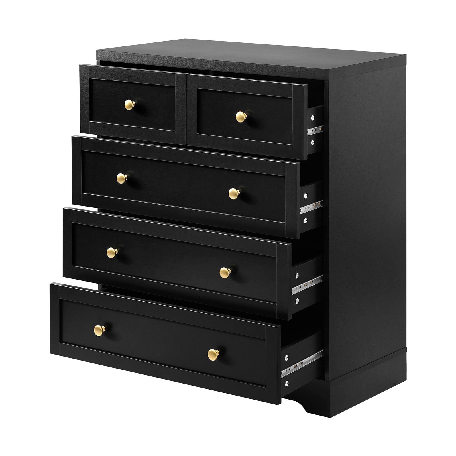 Oikiture 5 Chest of Drawers Tallboy Dresser Table Storage Cabinet Black - Sunyee