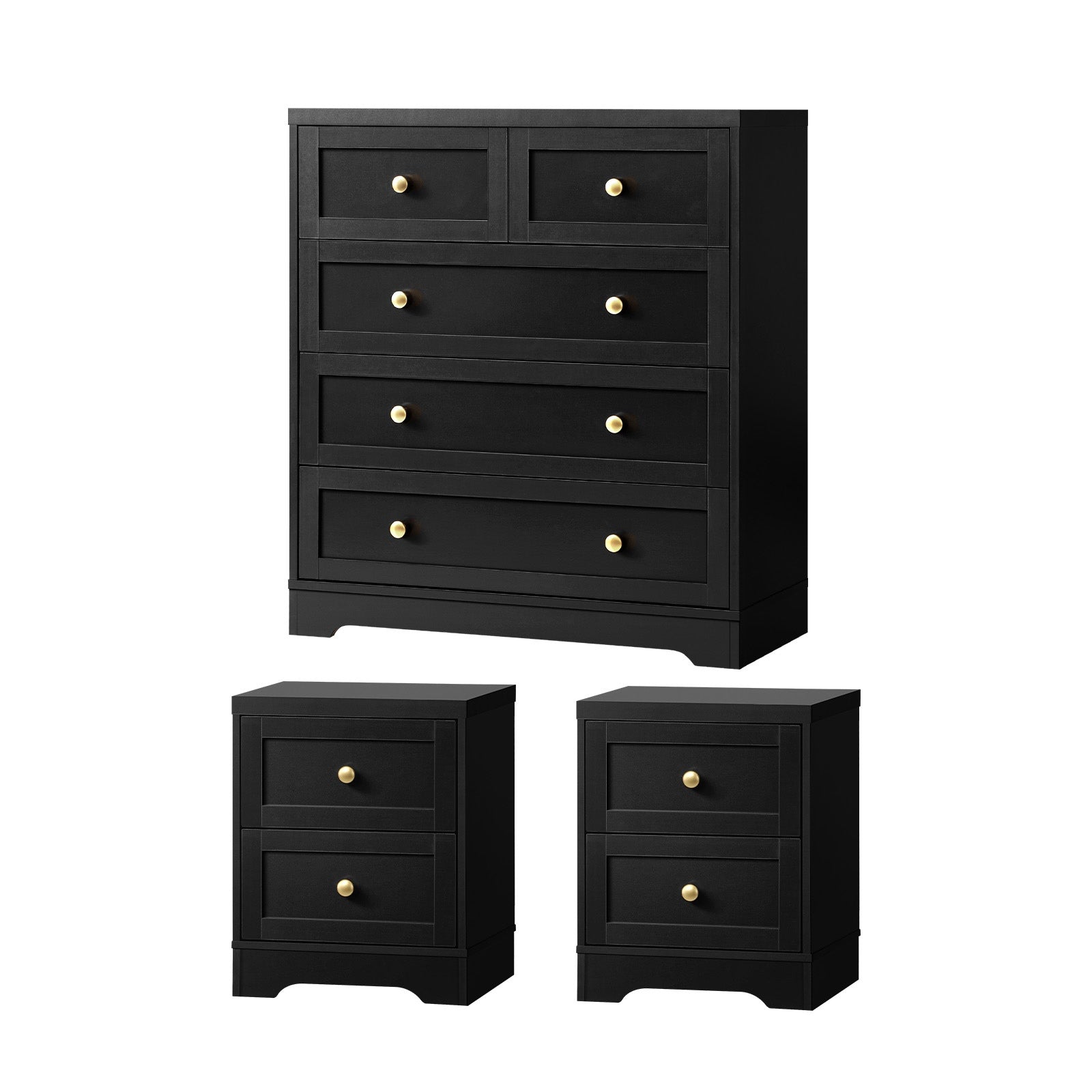 Oikiture 5 Chest of Drawers and 2 Bedside Tables Hamptons Furniture Set - Sunyee